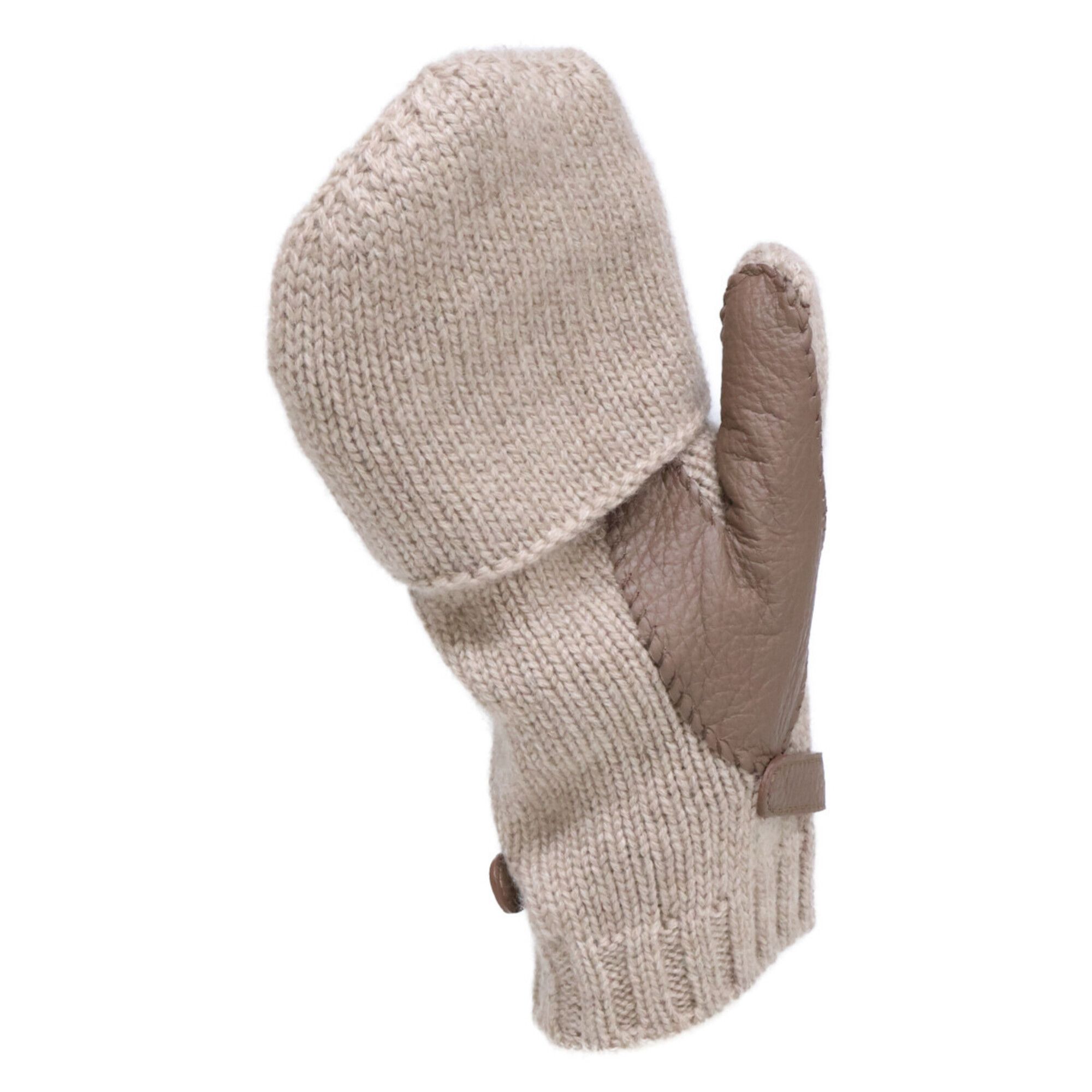 Hermes HERMES Lionel Cashmere Knit Deerskin Mitten Gloves, Size M, Beige, Women's Size ONE SIZE - 6 Thumbnail
