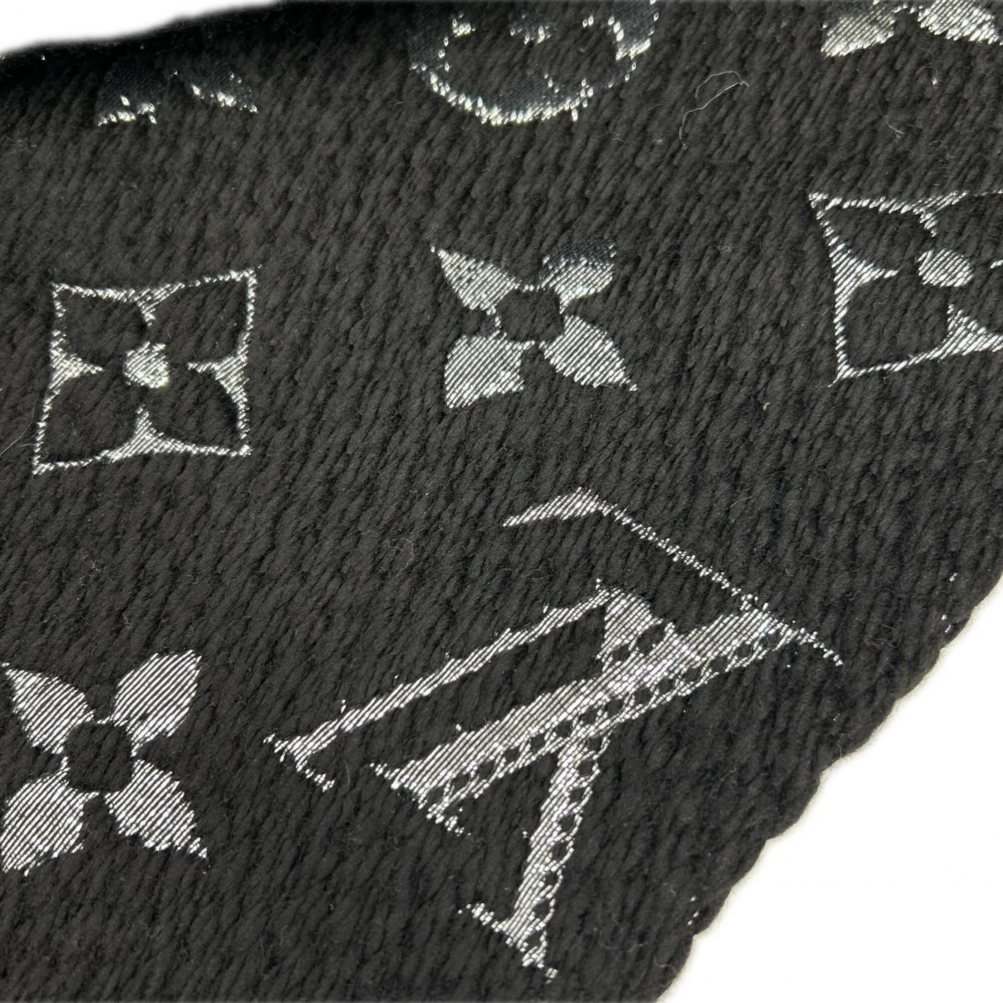 Louis Vuitton LOUIS VUITTON M75833 Echarpe Logo Mania Shine Scarf, Black, Women's Size ONE SIZE - 7 Thumbnail