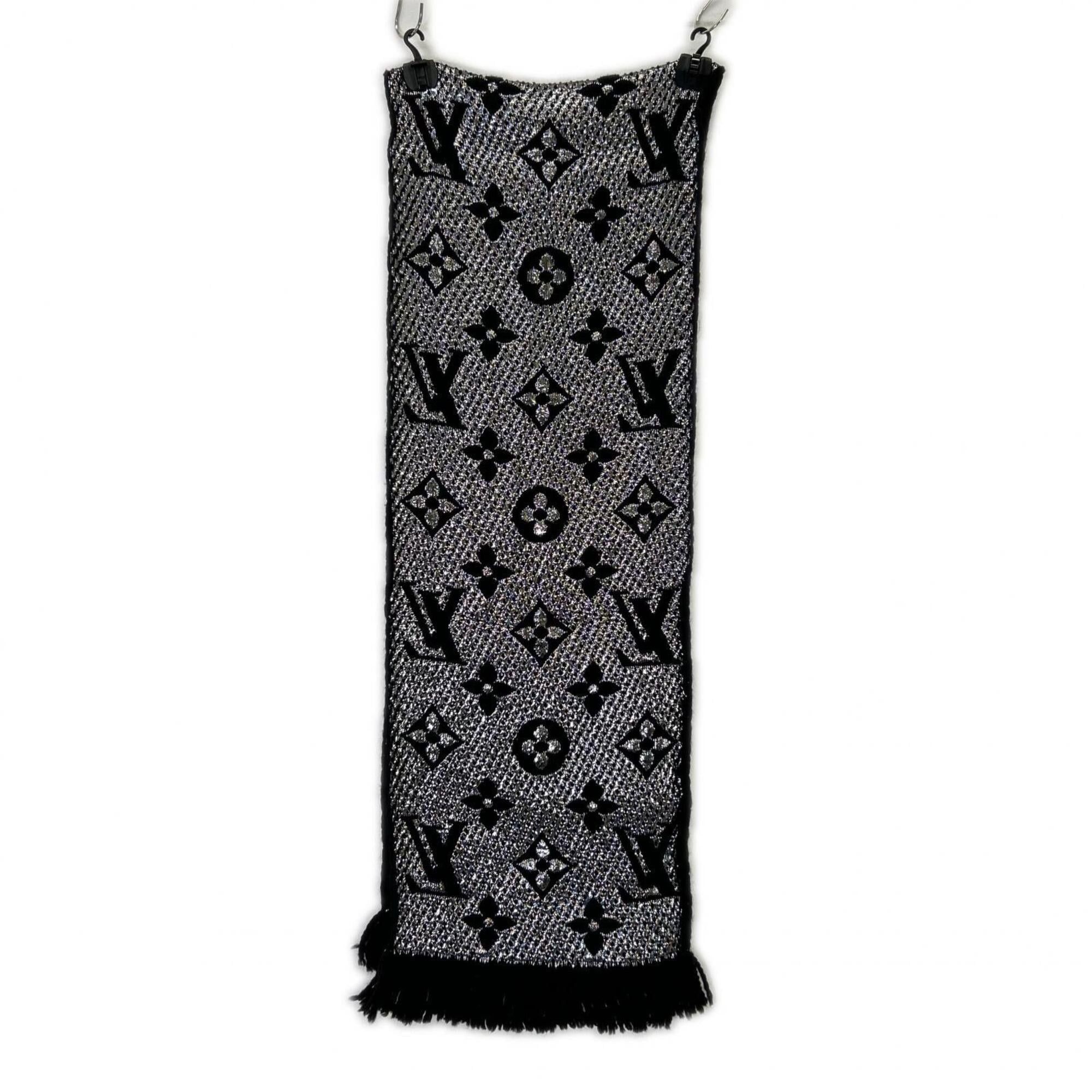 Louis Vuitton LOUIS VUITTON M75833 Echarpe Logo Mania Shine Scarf, Black, Women's Size ONE SIZE - 5 Thumbnail