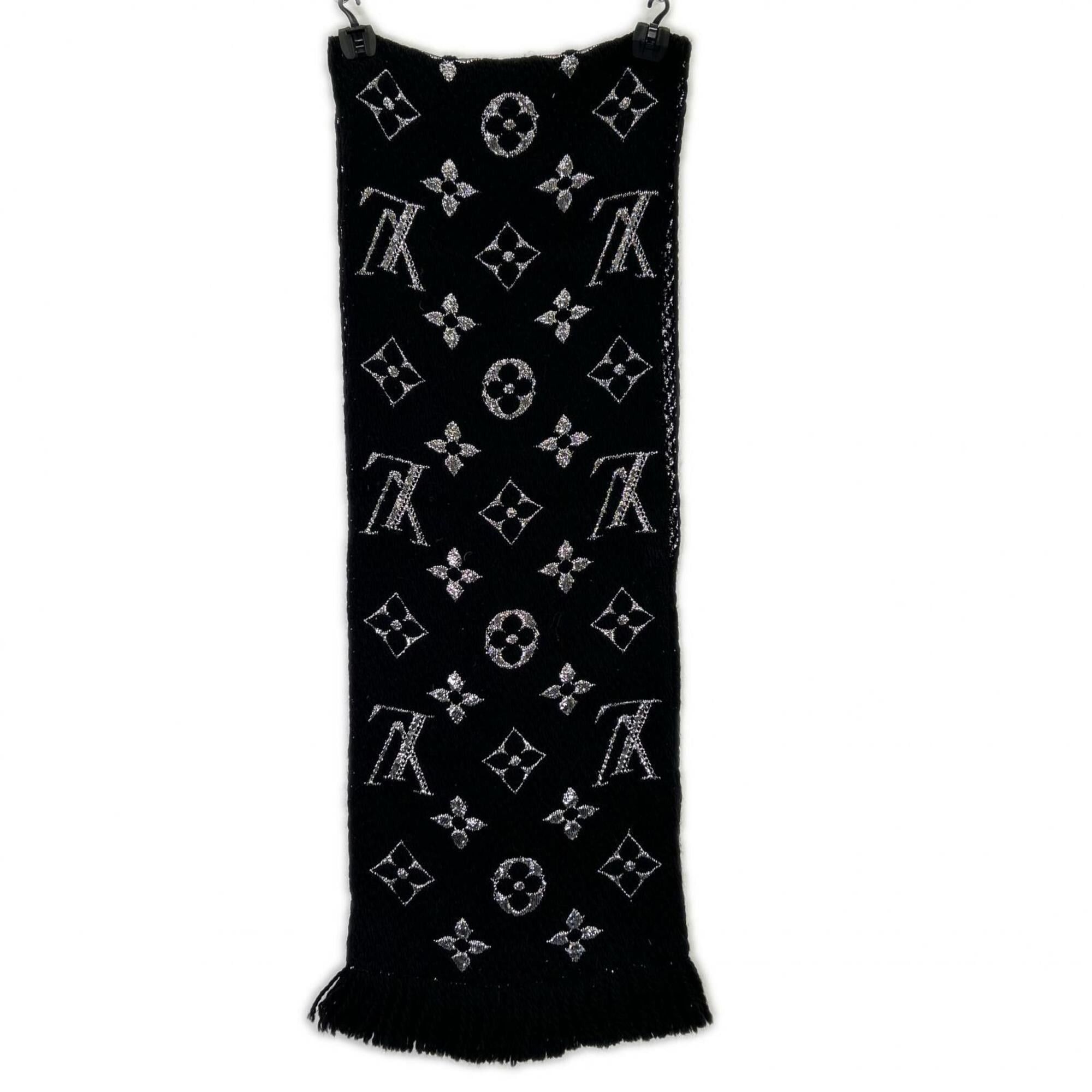 Louis Vuitton LOUIS VUITTON M75833 Echarpe Logo Mania Shine Scarf, Black, Women's Size ONE SIZE - 2 Thumbnail