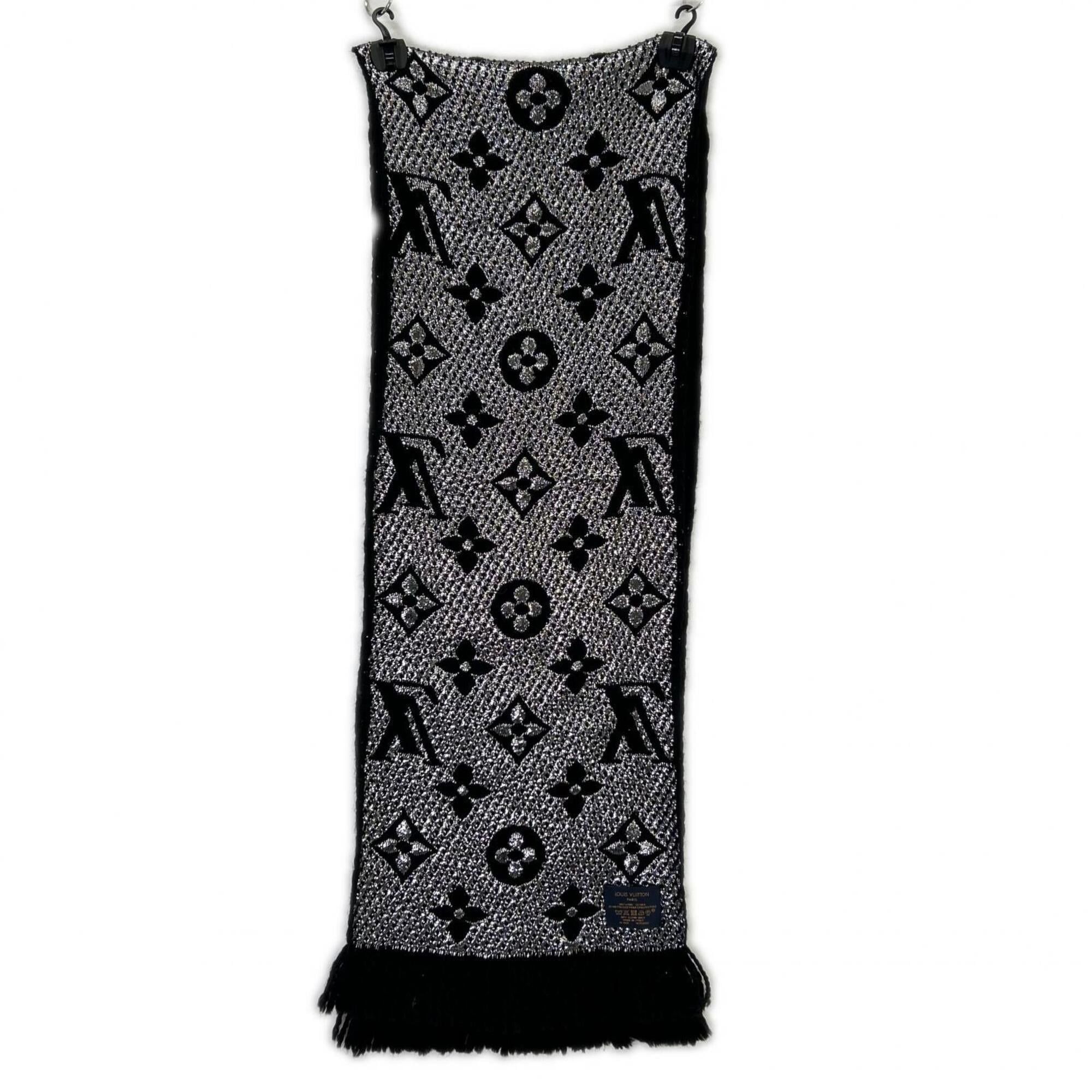 Louis Vuitton LOUIS VUITTON M75833 Echarpe Logo Mania Shine Scarf, Black, Women's Size ONE SIZE - 4 Thumbnail