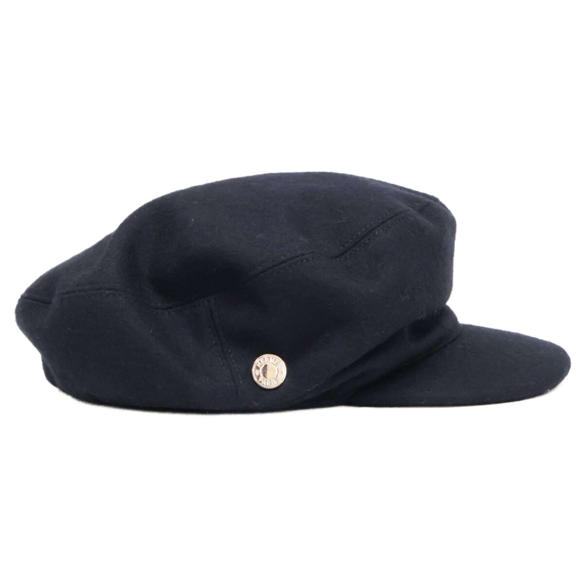 Hermes Hermes Sellier Button Wool Casquette Hat, Size 58, Black, Women's Size ONE SIZE - 5 Thumbnail