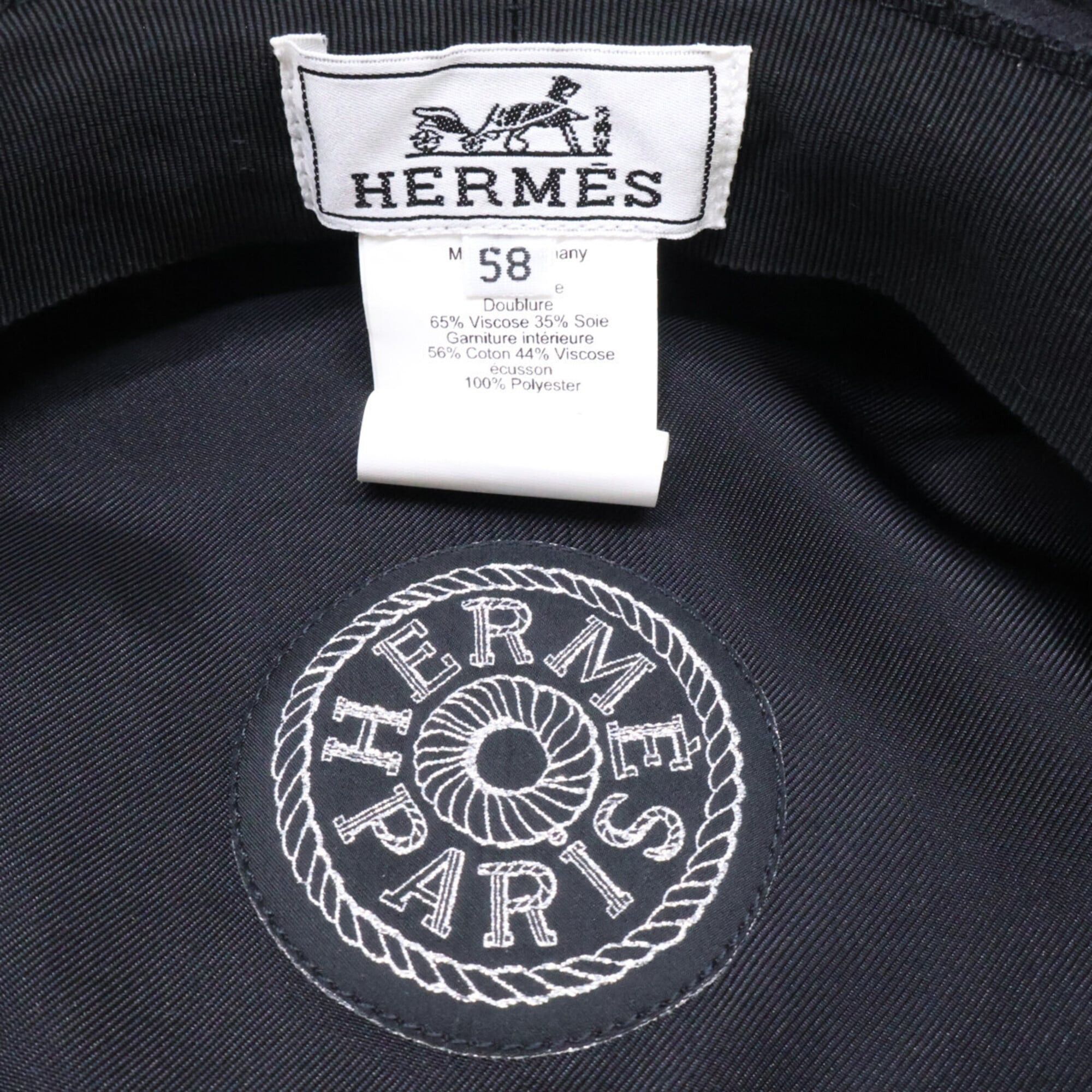 Hermes Hermes Sellier Button Wool Casquette Hat, Size 58, Black, Women's Size ONE SIZE - 7 Thumbnail