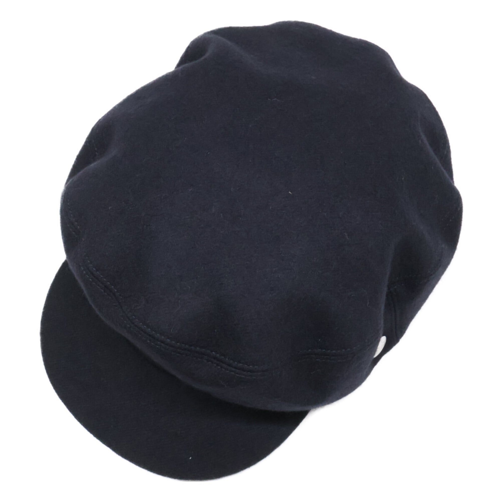 Hermes Hermes Sellier Button Wool Casquette Hat, Size 58, Black, Women's Size ONE SIZE - 6 Thumbnail