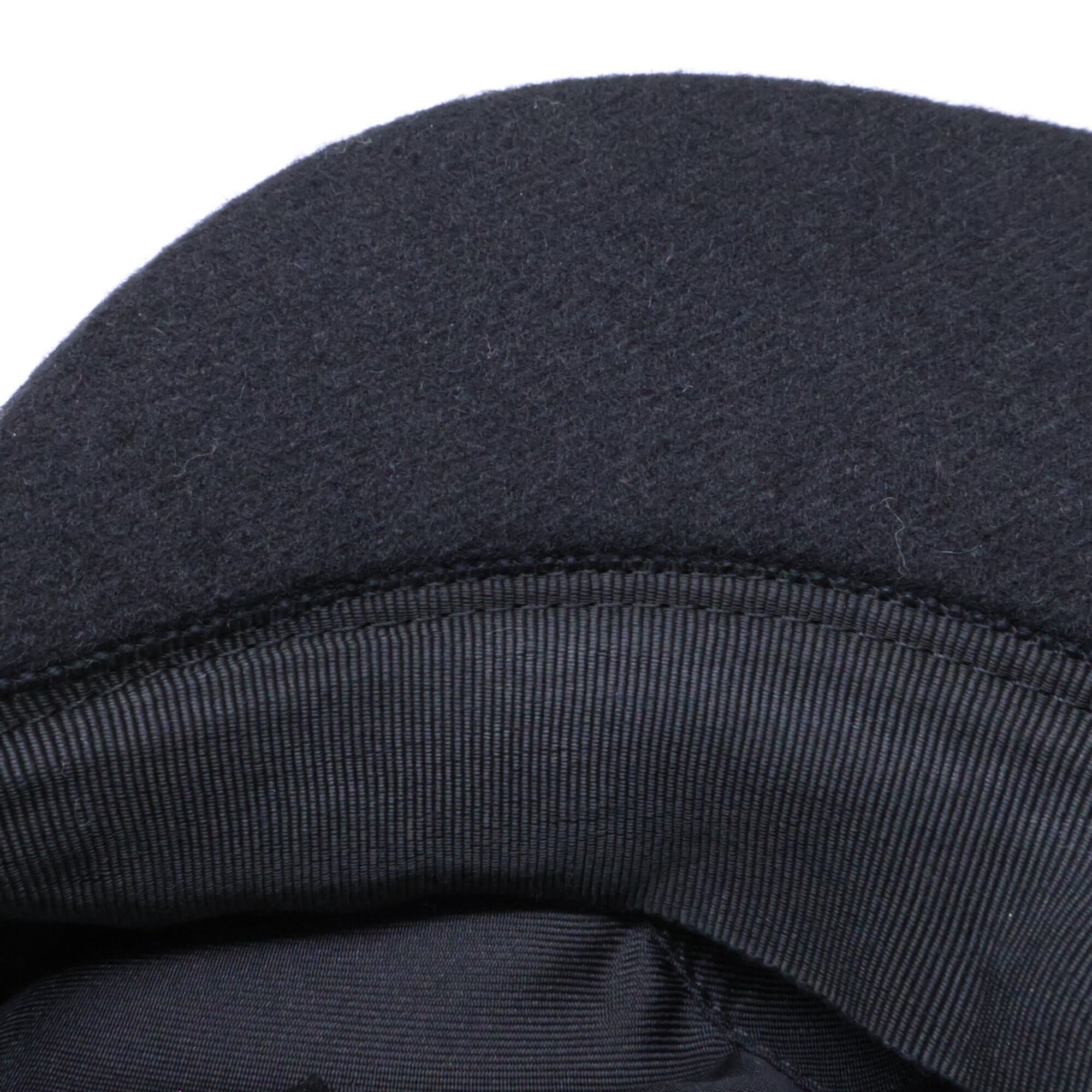 Hermes Hermes Sellier Button Wool Casquette Hat, Size 58, Black, Women's Size ONE SIZE - 9 Thumbnail