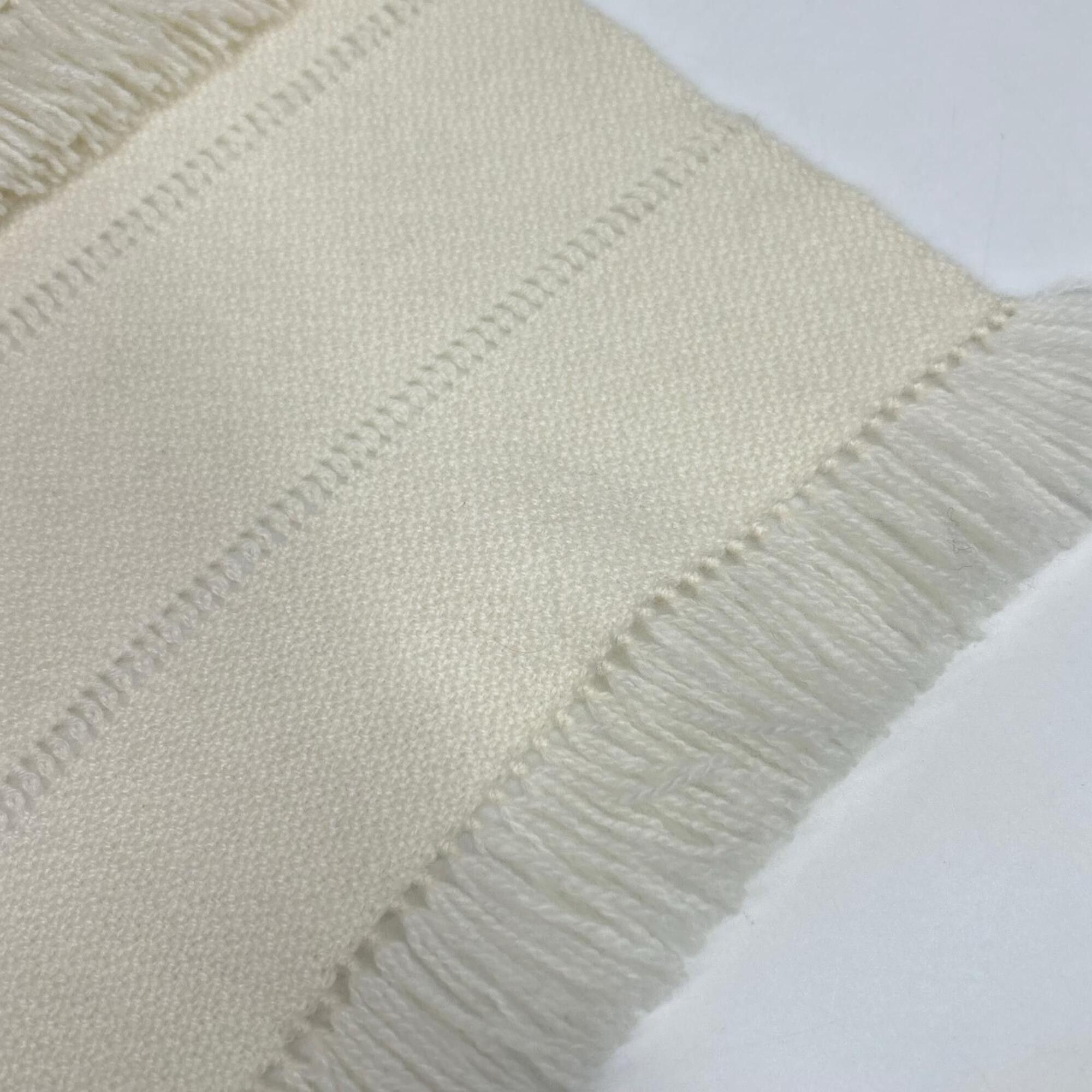 Hermes HERMES 100% Cashmere Striped Fringe Scarf, Ivory, Women's Size ONE SIZE - 6 Thumbnail