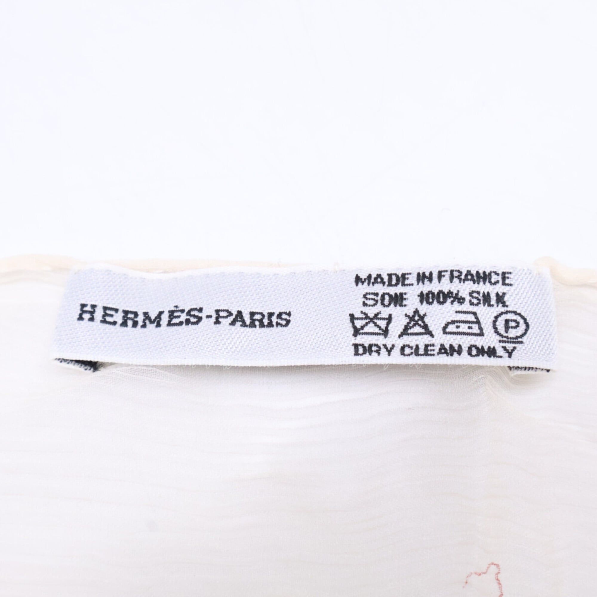 Hermes HERMES Silk Sheer Stole, Ivory/Bordeaux, Women's Size ONE SIZE - 4 Thumbnail