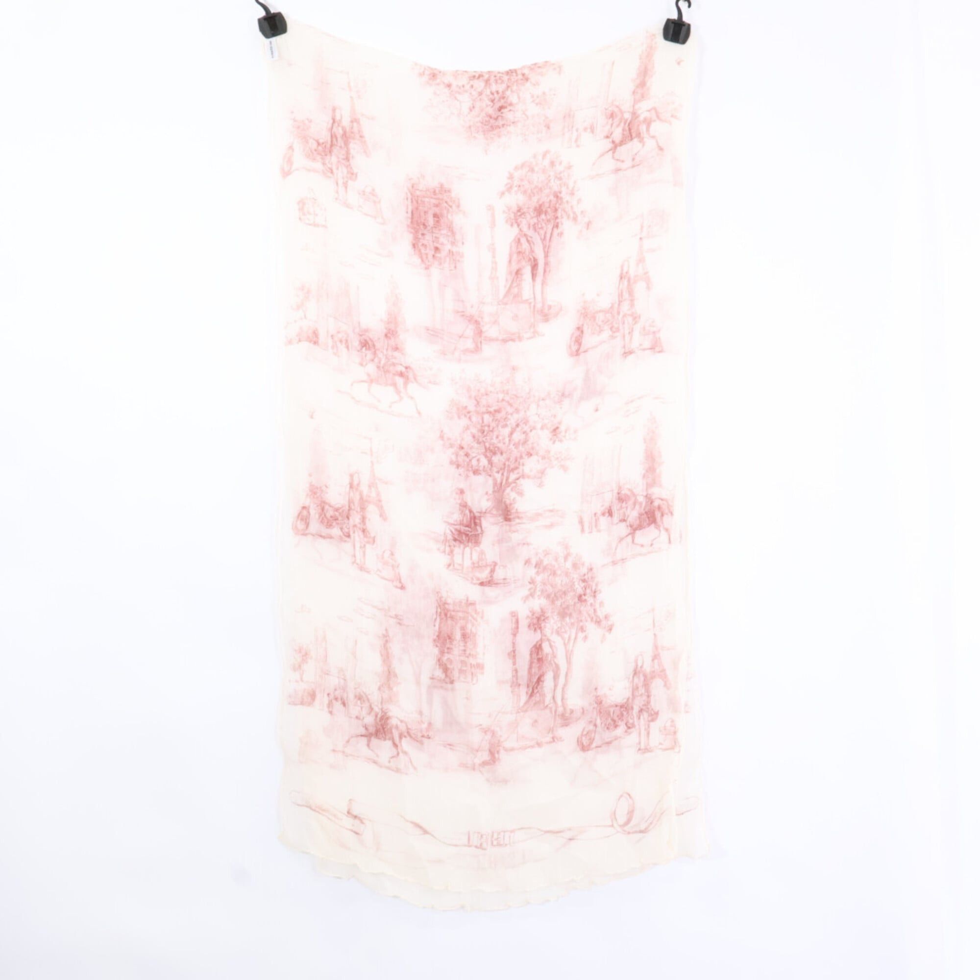 Hermes HERMES Silk Sheer Stole, Ivory/Bordeaux, Women's Size ONE SIZE - 2 Thumbnail