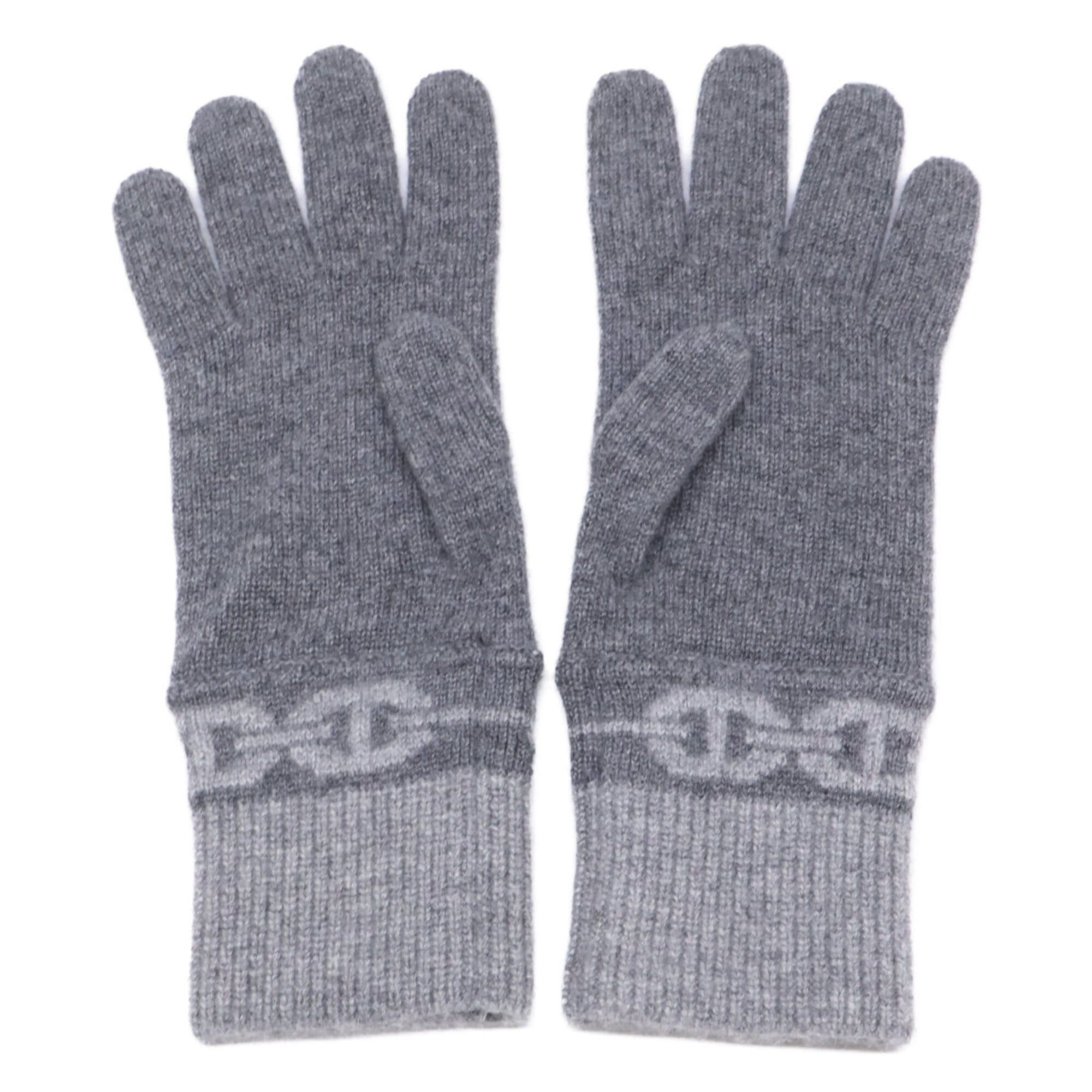 Hermes HERMES Heaven Chaine d'Ancre motif cashmere knit gloves, size M, Charbon flannel, women's. Size ONE SIZE - 6 Thumbnail