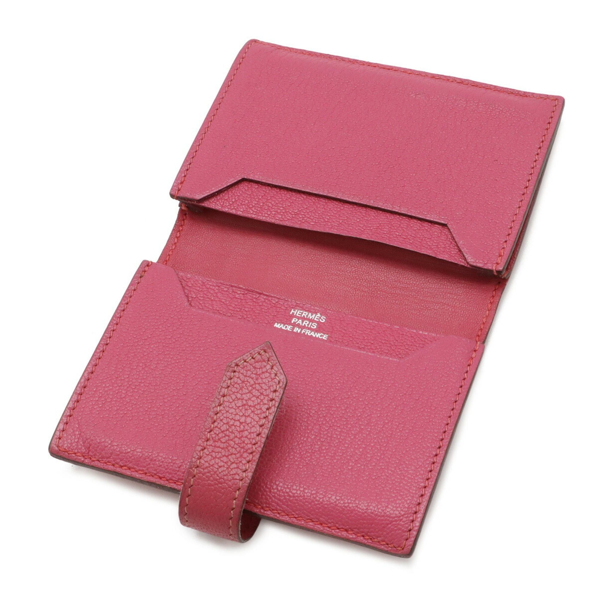 Hermes HERMES Bearn business card holder/card case, Chevre leather, fuchsia pink, □L stamp Size ONE SIZE - 6 Thumbnail