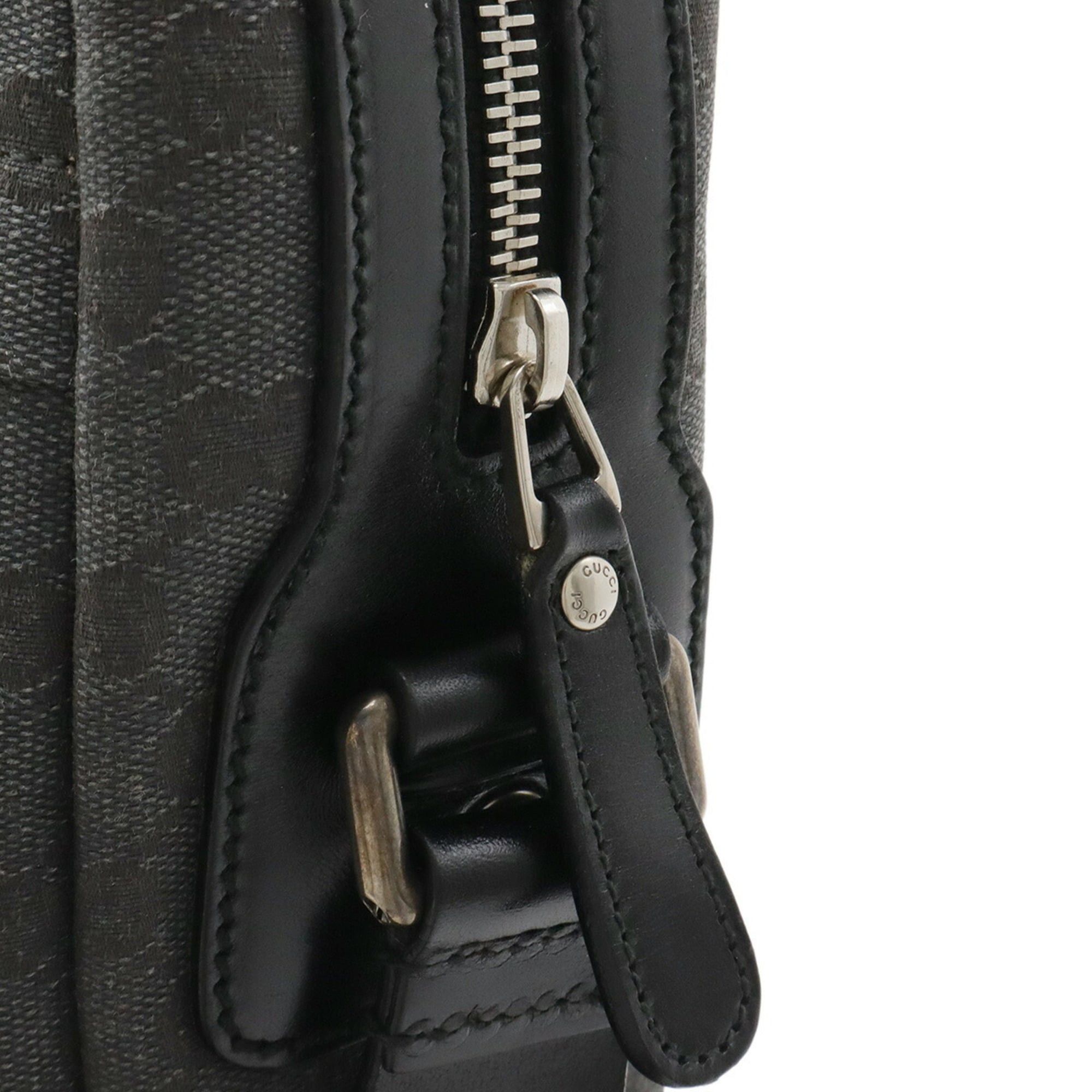 Gucci GUCCI GG Canvas Shoulder Bag/Handbag, and Leather, Dark Gray/Black, 223703 Size ONE SIZE - 5 Thumbnail