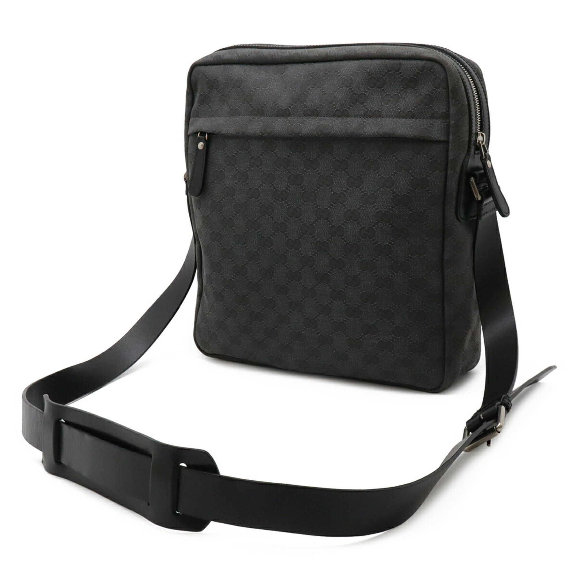 Gucci GUCCI GG Canvas Shoulder Bag/Handbag, and Leather, Dark Gray/Black, 223703 Size ONE SIZE - 3 Thumbnail