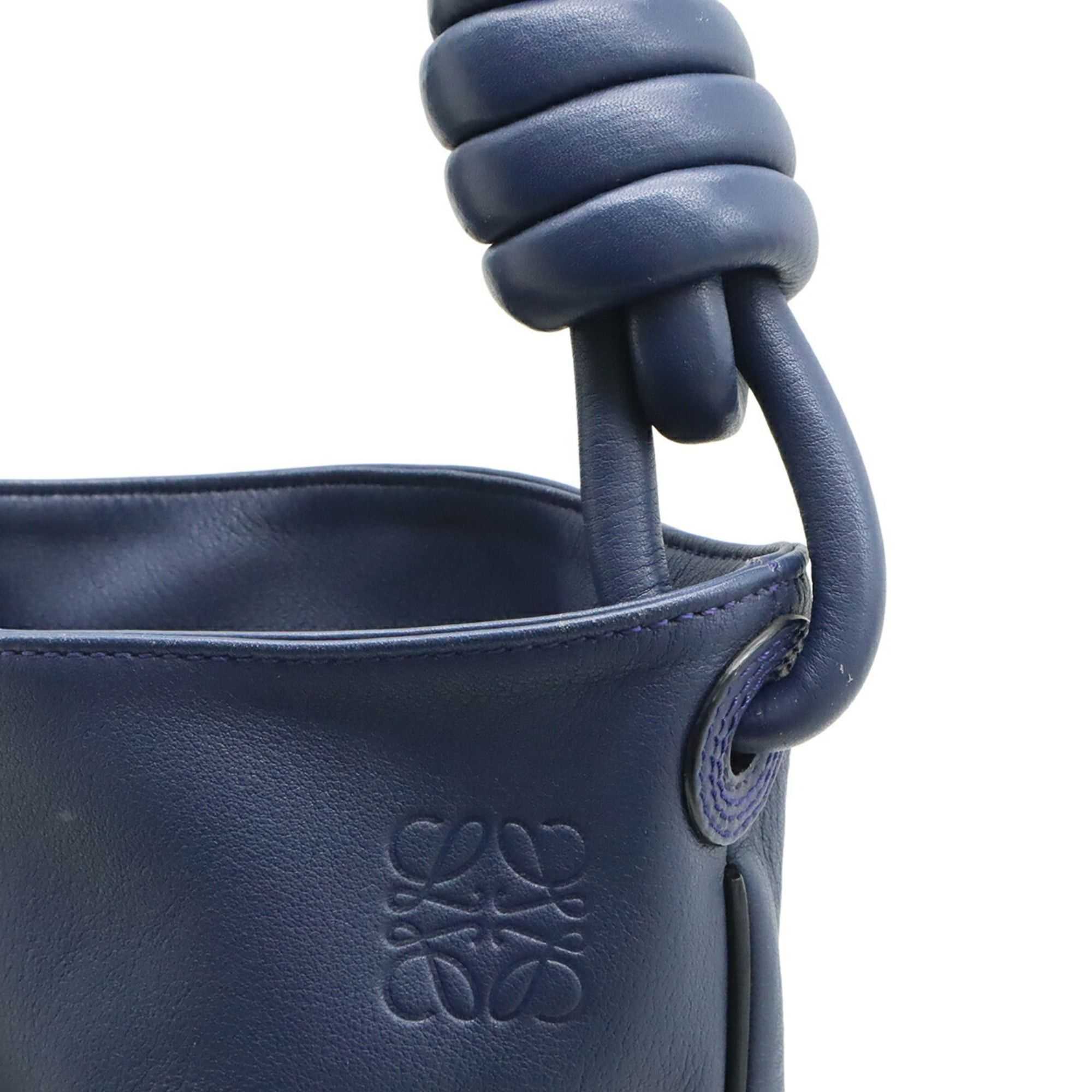 Loewe LOEWE Flamenco Hobo Anagram Shoulder Bag, Leather, Navy Size ONE SIZE - 5 Thumbnail
