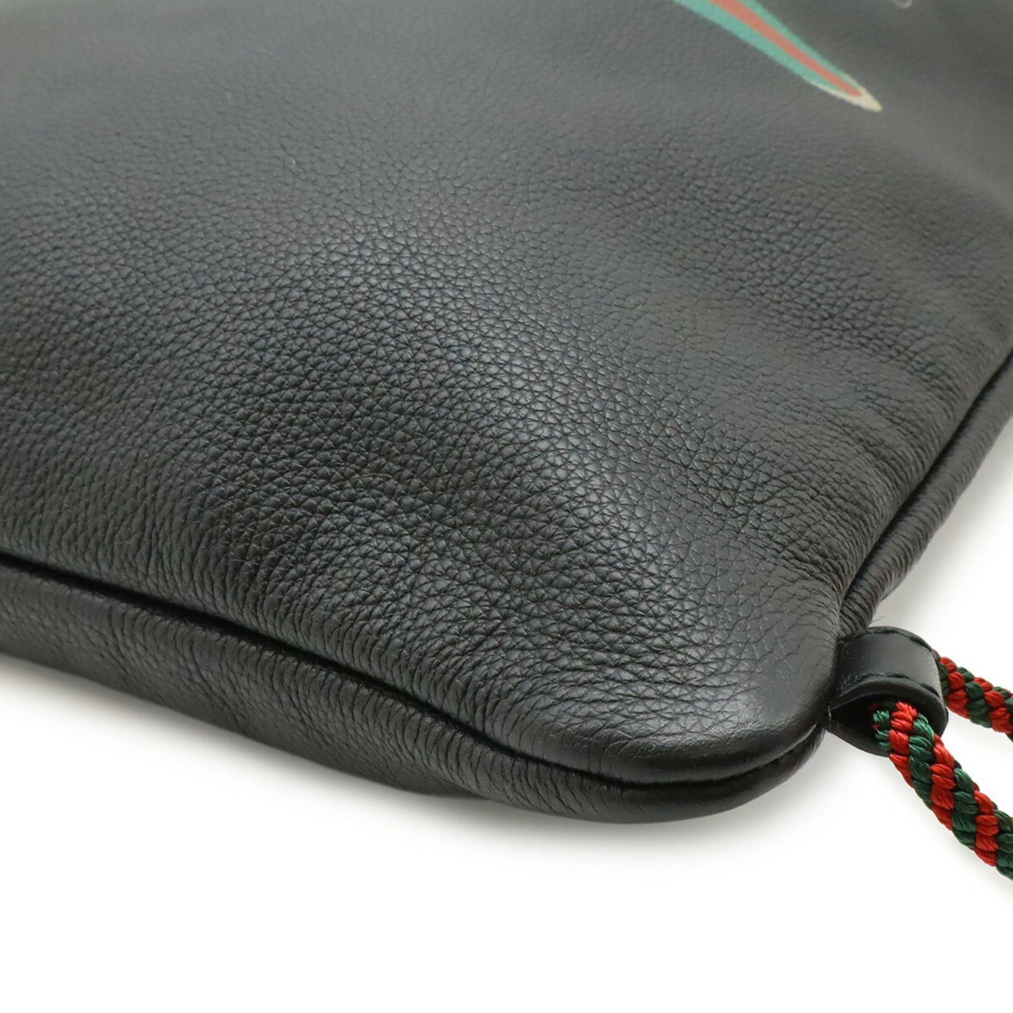 Gucci Gucci Print Drawstring Backpack Rucksack Tote Bag Style Leather Black 494053 Size ONE SIZE - 4 Thumbnail