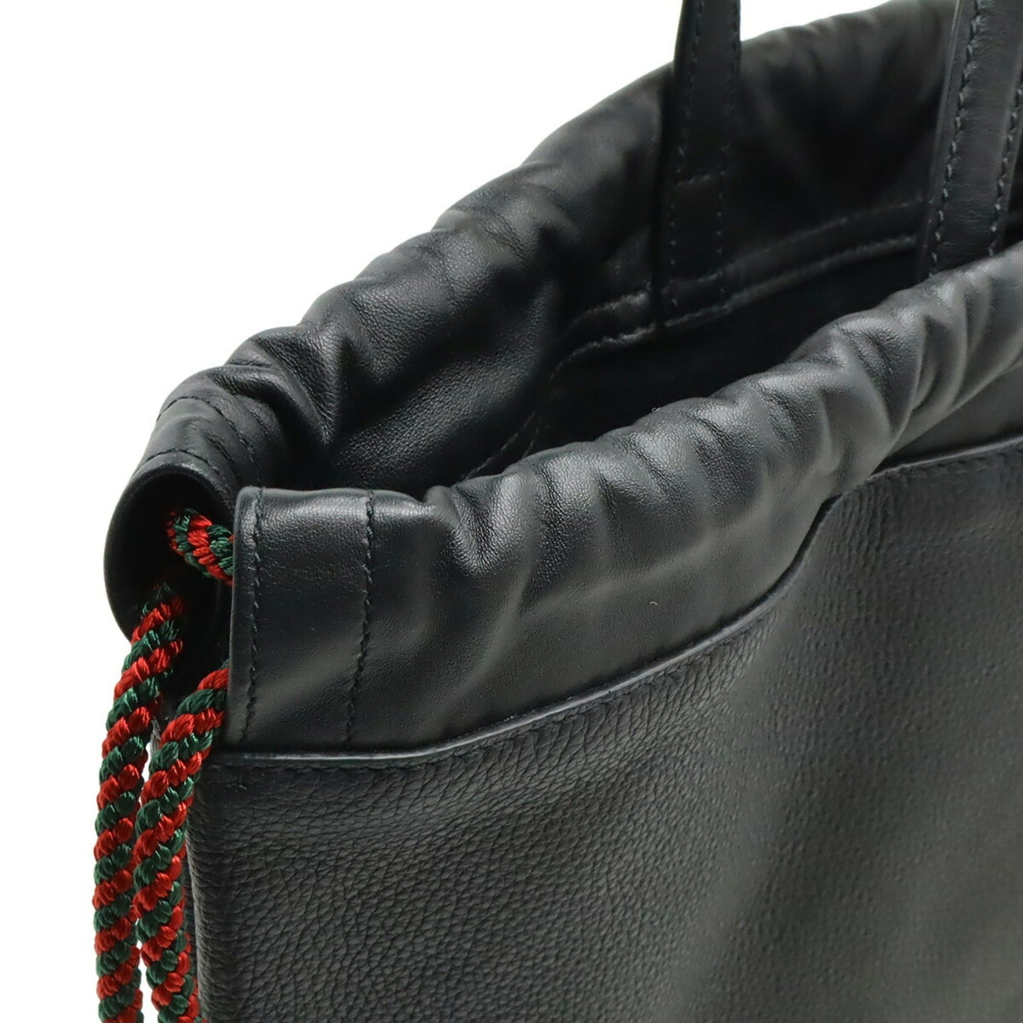 Gucci Gucci Print Drawstring Backpack Rucksack Tote Bag Style Leather Black 494053 Size ONE SIZE - 5 Thumbnail
