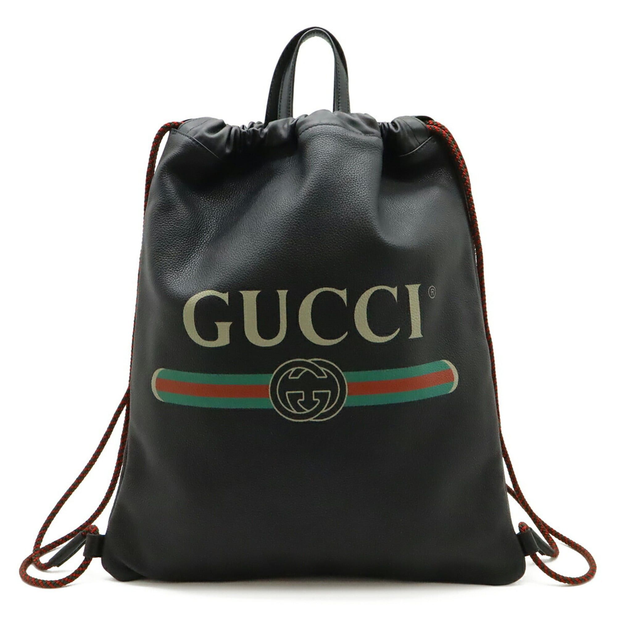 Gucci Gucci Print Drawstring Backpack Rucksack Tote Bag Style Leather Black 494053 Size ONE SIZE - 2 Thumbnail