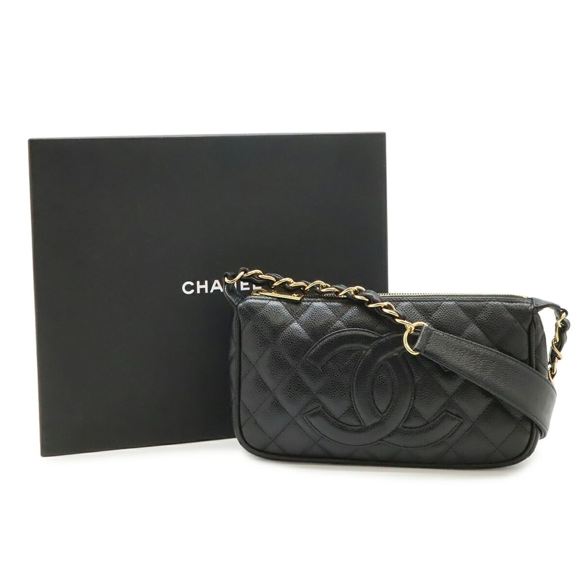 Chanel CHANEL Matelassé Coco Mark Chain Shoulder Bag, Caviar Leather, Black, A22476 Size ONE SIZE - 10 Thumbnail