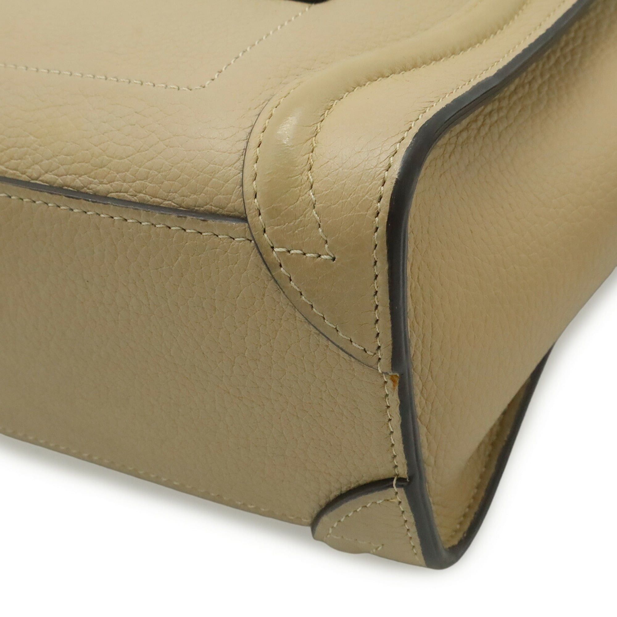 Celine CELINE Luggage Nano Shopper Handbag Shoulder Bag Leather Beige 168243 Size ONE SIZE - 4 Thumbnail