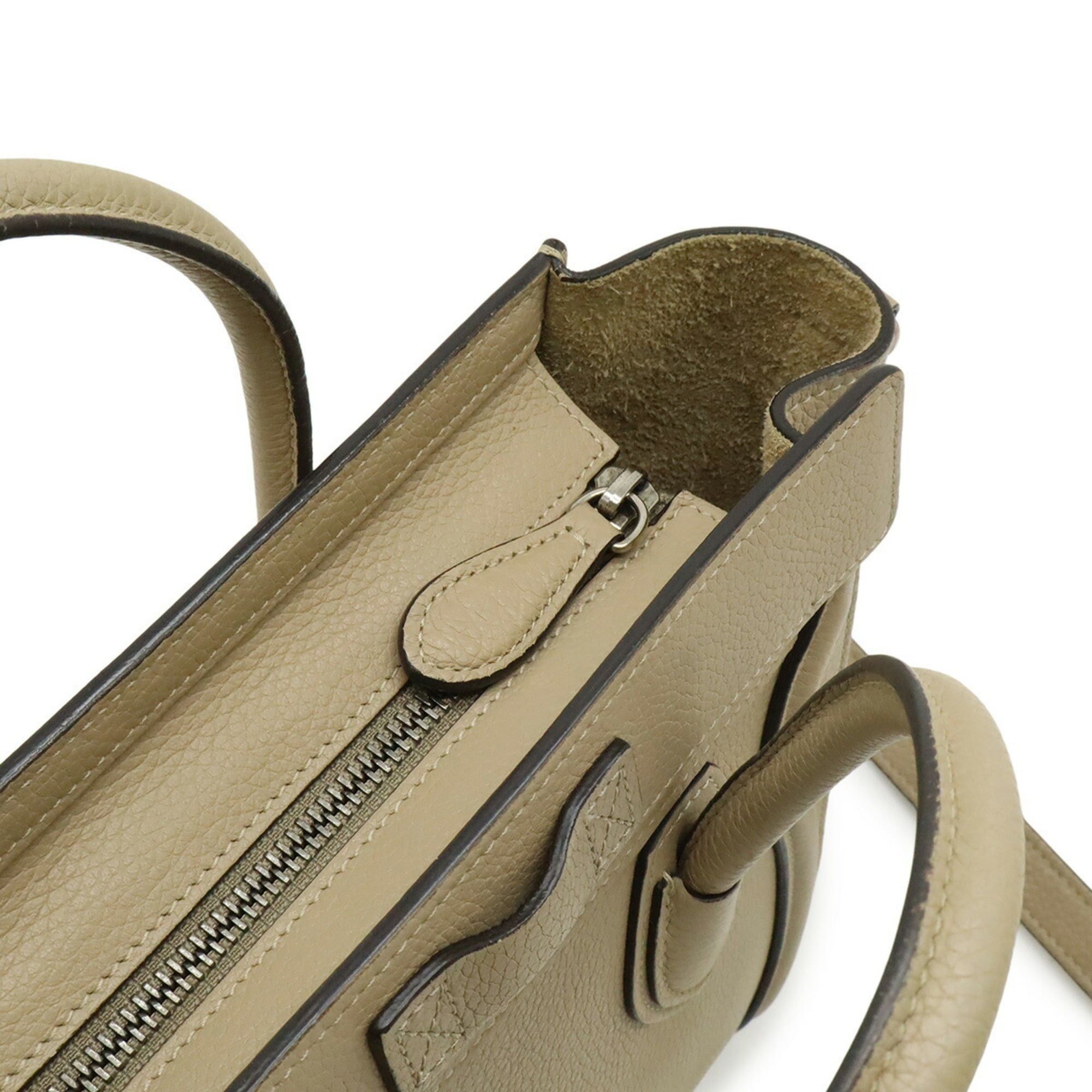 Celine CELINE Luggage Nano Shopper Handbag Shoulder Bag Leather Beige 168243 Size ONE SIZE - 6 Thumbnail
