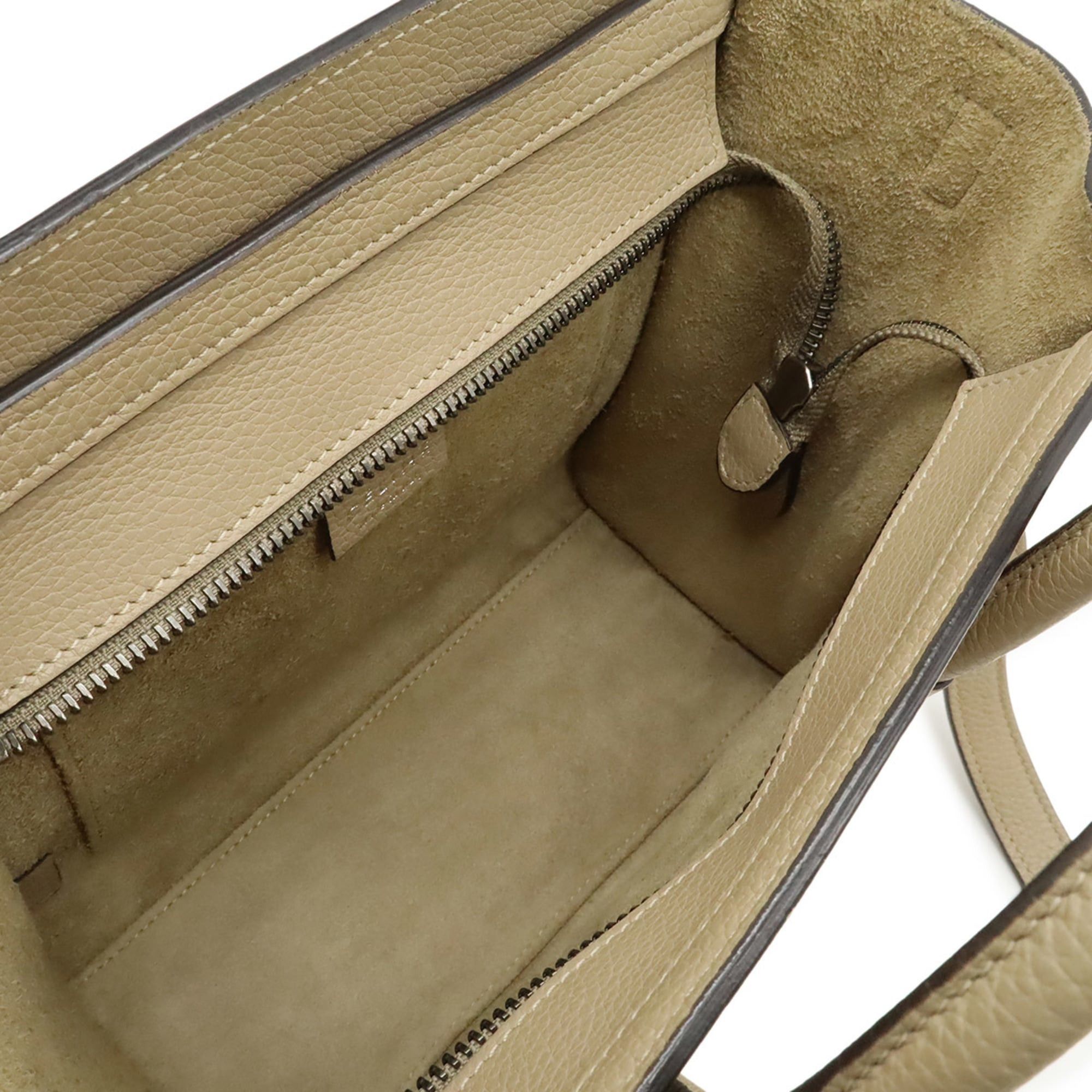 Celine CELINE Luggage Nano Shopper Handbag Shoulder Bag Leather Beige 168243 Size ONE SIZE - 7 Thumbnail