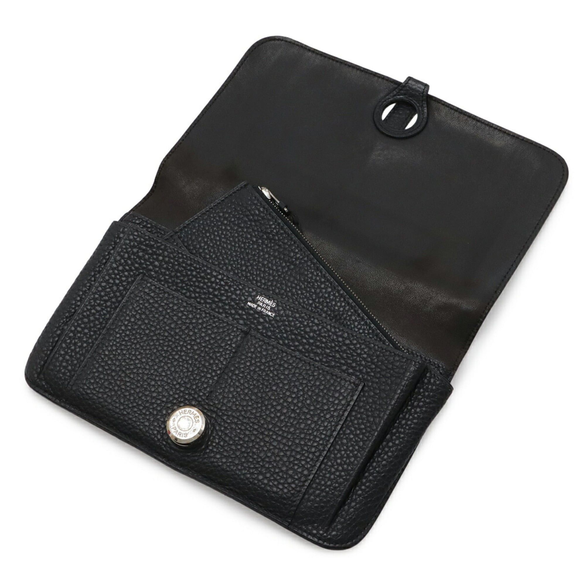 Hermes HERMES Dogon Duo GM Bi-fold Long Wallet, Taurillon Clemence Leather, Black, Coin Pocket, □R Stamp Size ONE SIZE - 6 Thumbnail