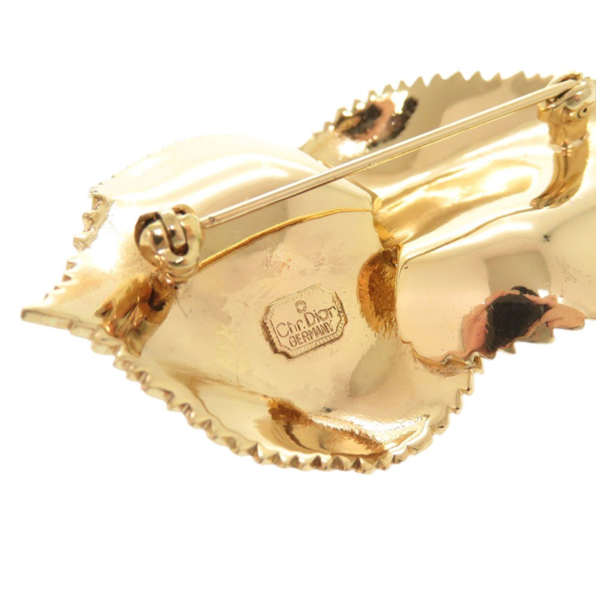 Dior Excellent condition Christian Dior leaf motif metal gold brooch 0085 Size ONE SIZE - 4 Thumbnail