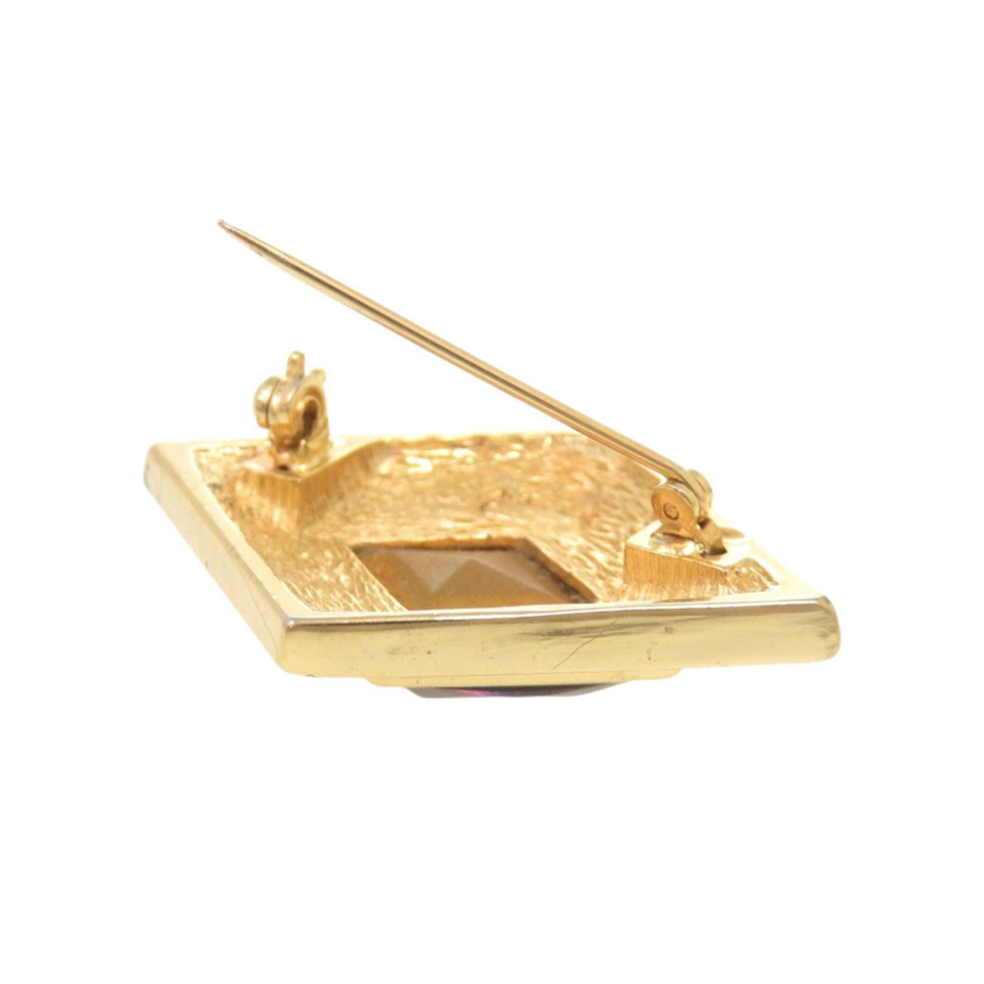 Dior Excellent condition Christian Dior metal rhinestone colored stone gold brooch 0086 Size ONE SIZE - 3 Thumbnail