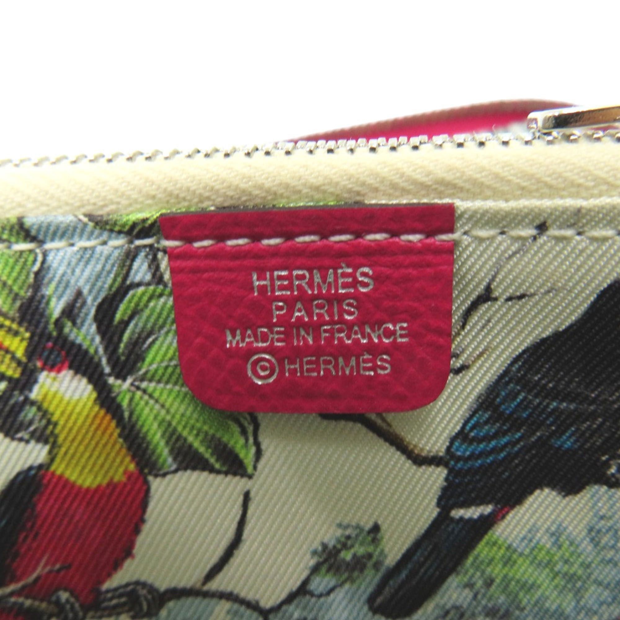 Hermes Excellent condition Hermes Azap Silk-In Compact, Z stamp (2021 production), silver hardware, Barenia Epsom leather, Framboise, Nata pink, and cream. Wallet/coin case. 0309HERMES Size ONE SIZE - 4 Thumbnail