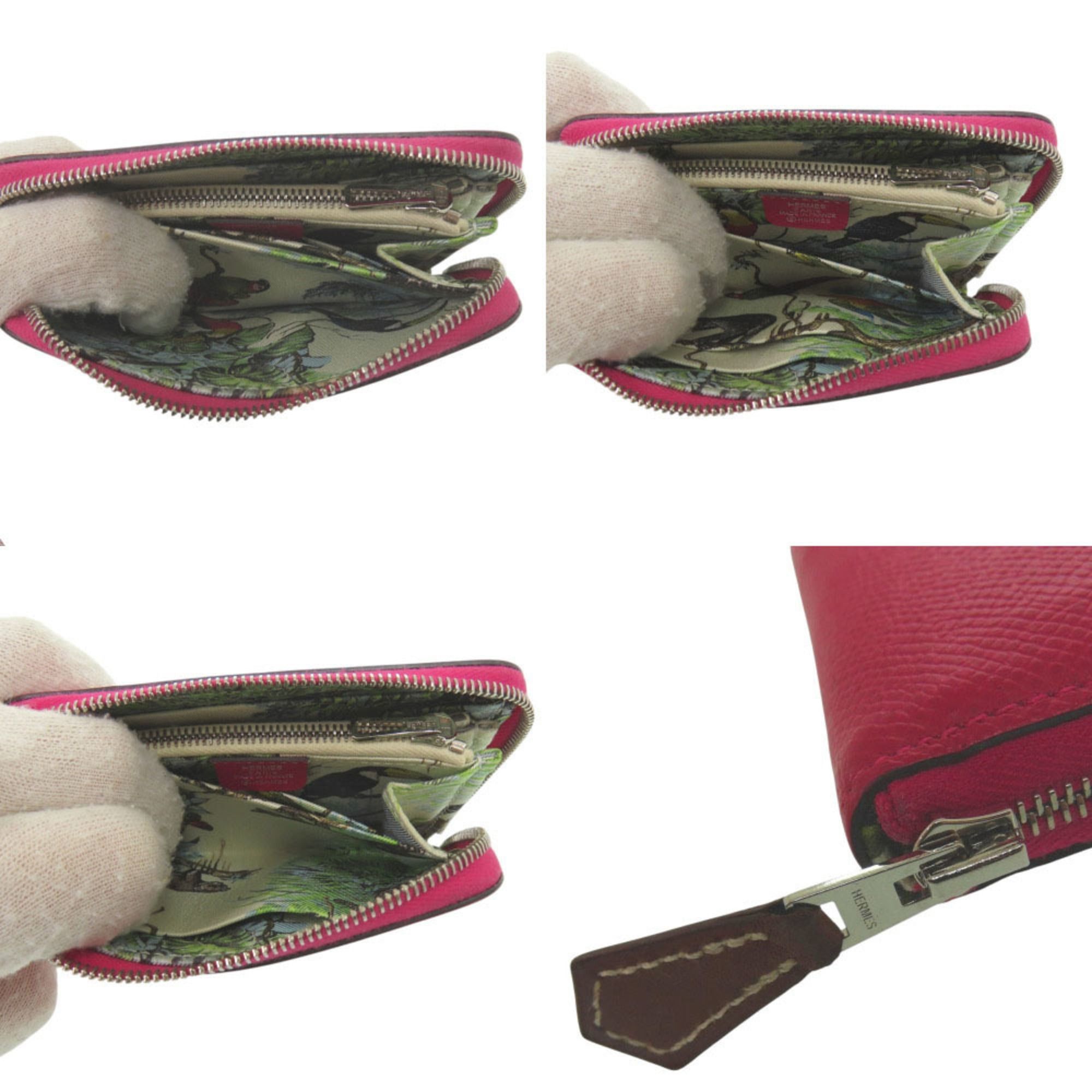 Hermes Excellent condition Hermes Azap Silk-In Compact, Z stamp (2021 production), silver hardware, Barenia Epsom leather, Framboise, Nata pink, and cream. Wallet/coin case. 0309HERMES Size ONE SIZE - 8 Thumbnail