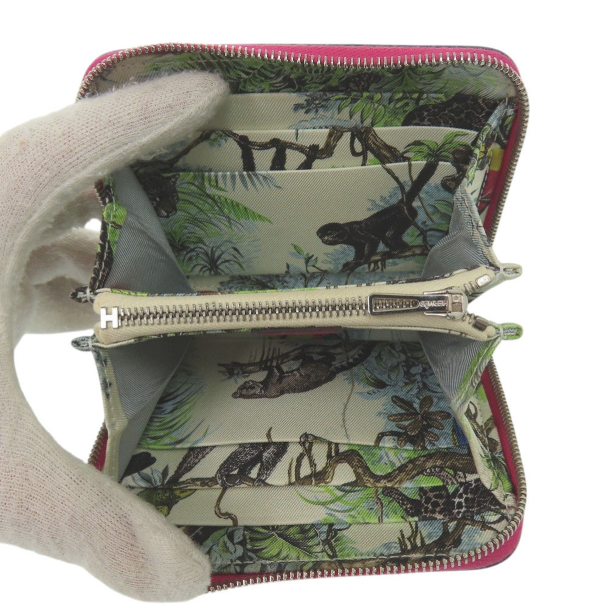 Hermes Excellent condition Hermes Azap Silk-In Compact, Z stamp (2021 production), silver hardware, Barenia Epsom leather, Framboise, Nata pink, and cream. Wallet/coin case. 0309HERMES Size ONE SIZE - 3 Thumbnail