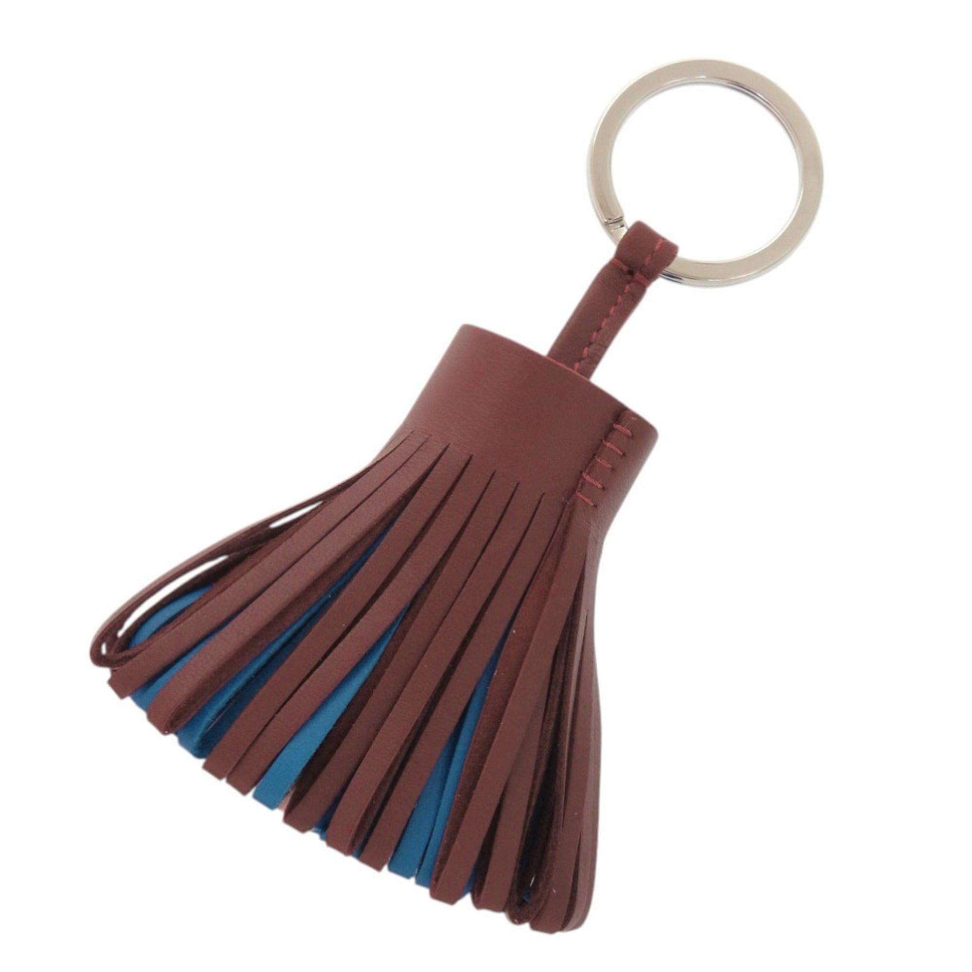 Hermes Like New Hermes Carmen Fringe Agneau Milo Rouge H Blue Zanzibar Rose Sakura W Stamp (2024) Keychain Accessory Bag Charm 0277HERMES Size ONE SIZE - 3 Thumbnail