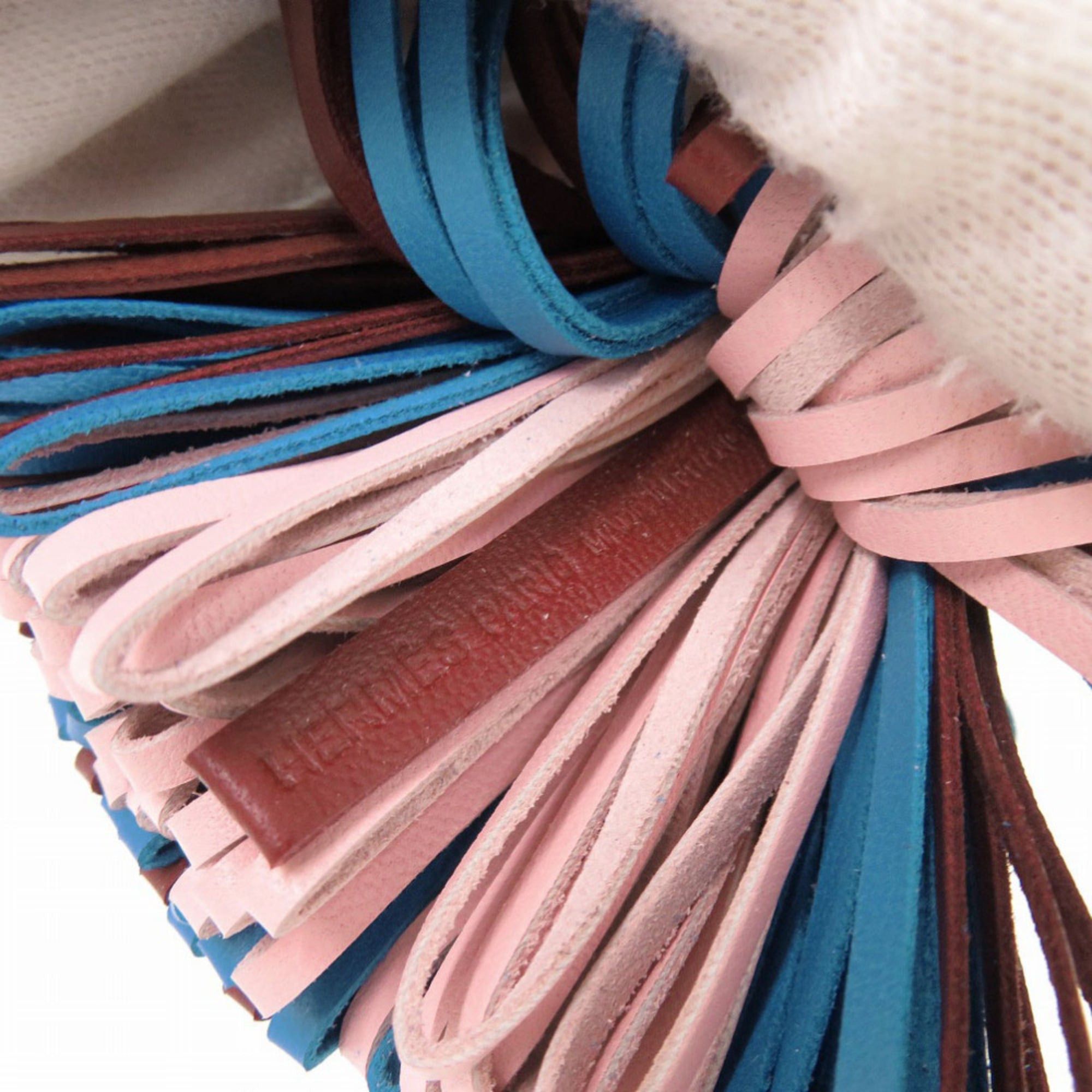 Hermes Like New Hermes Carmen Fringe Agneau Milo Rouge H Blue Zanzibar Rose Sakura W Stamp (2024) Keychain Accessory Bag Charm 0277HERMES Size ONE SIZE - 6 Thumbnail