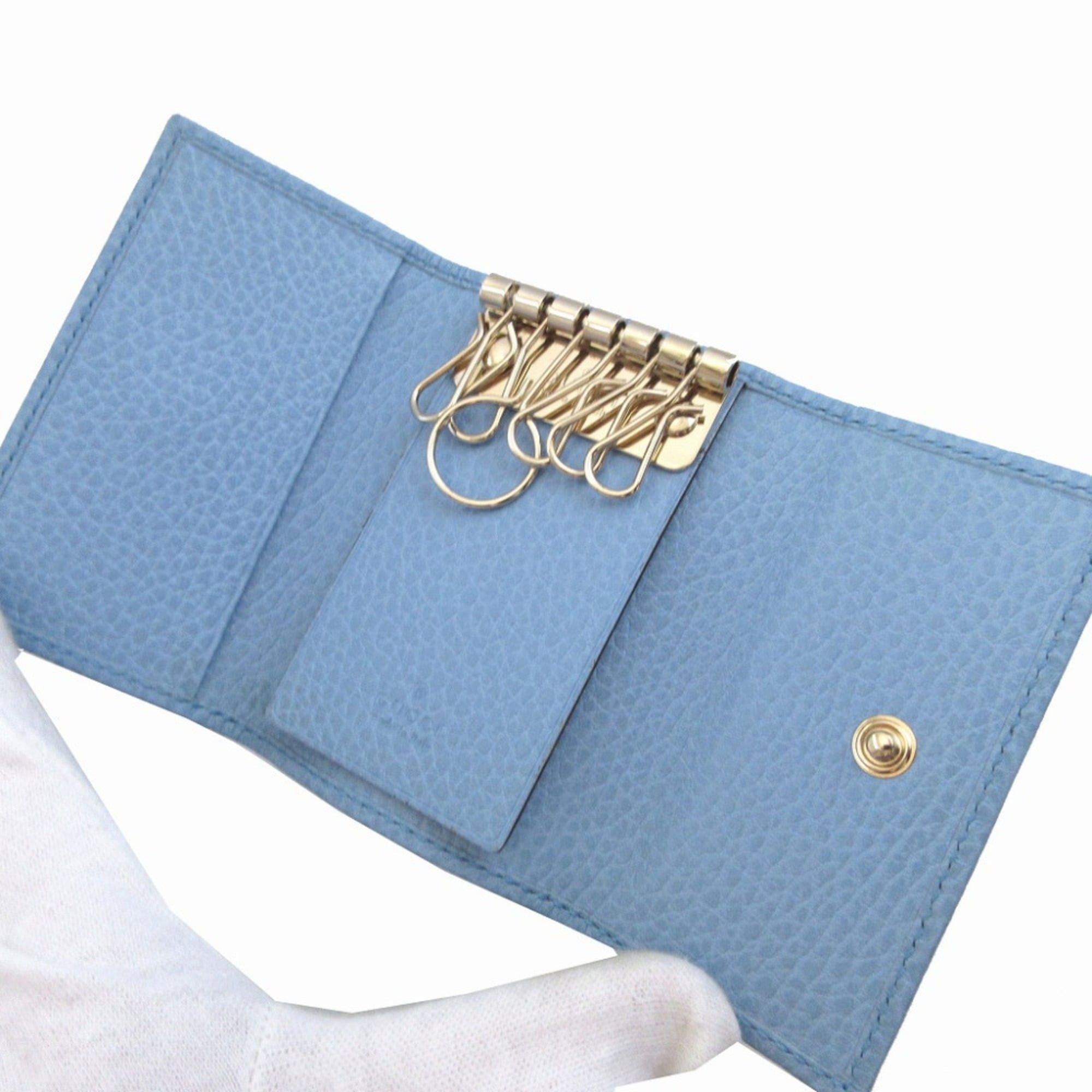 Gucci Like New Gucci Swing 354499 Leather Light Blue 6-Key Case 0074GUCCI Size ONE SIZE - 4 Thumbnail