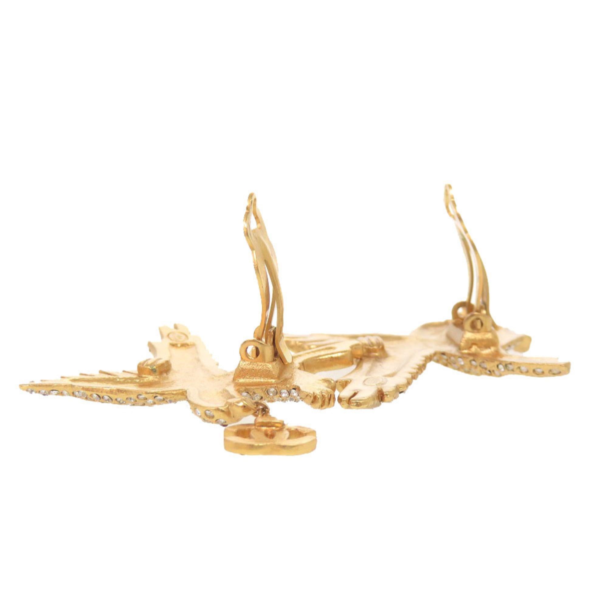 Chanel Excellent condition Chanel Coco Mark Eagle Metal Rhinestone Gold Earrings 1804CHANEL Size ONE SIZE - 5 Thumbnail