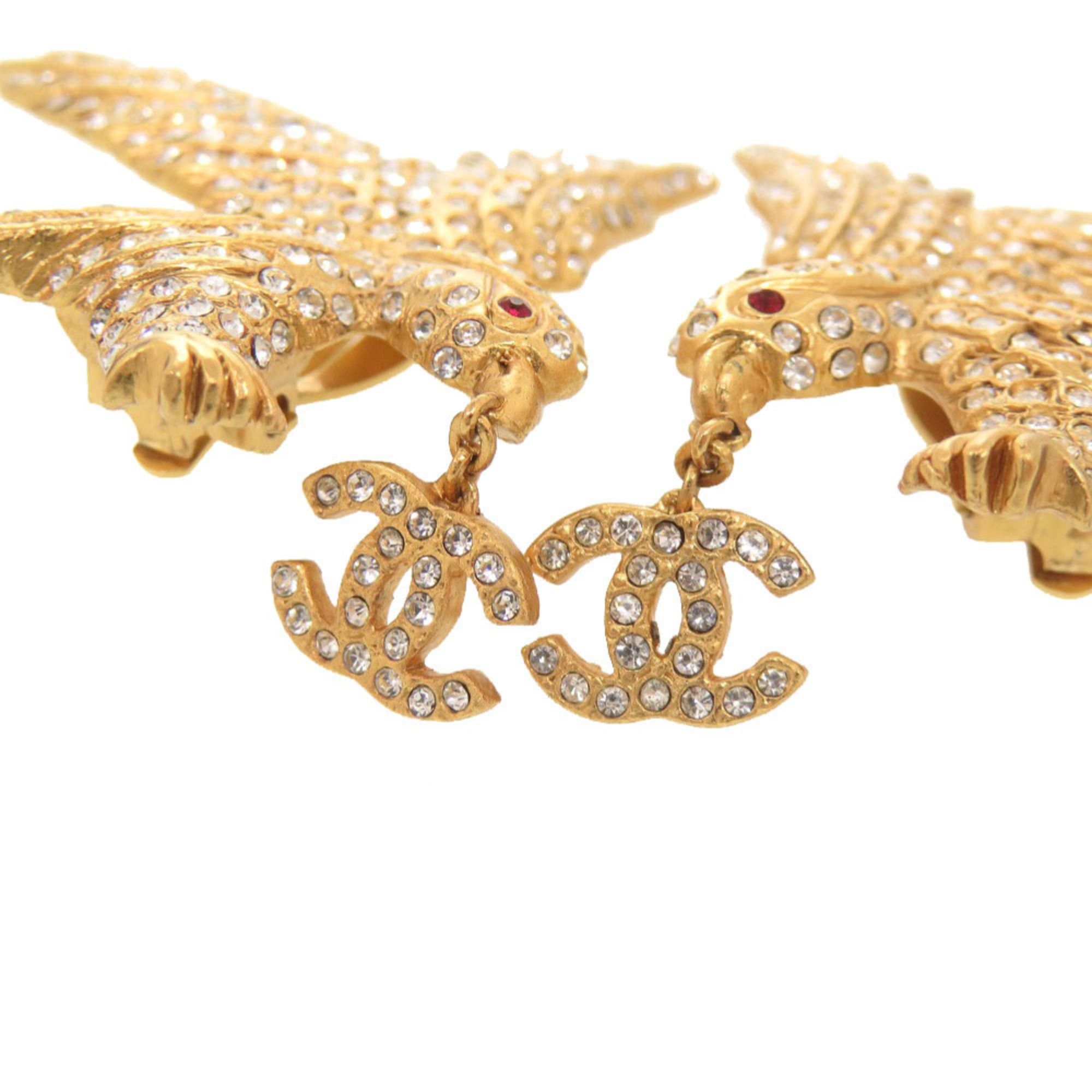 Chanel Excellent condition Chanel Coco Mark Eagle Metal Rhinestone Gold Earrings 1804CHANEL Size ONE SIZE - 4 Thumbnail