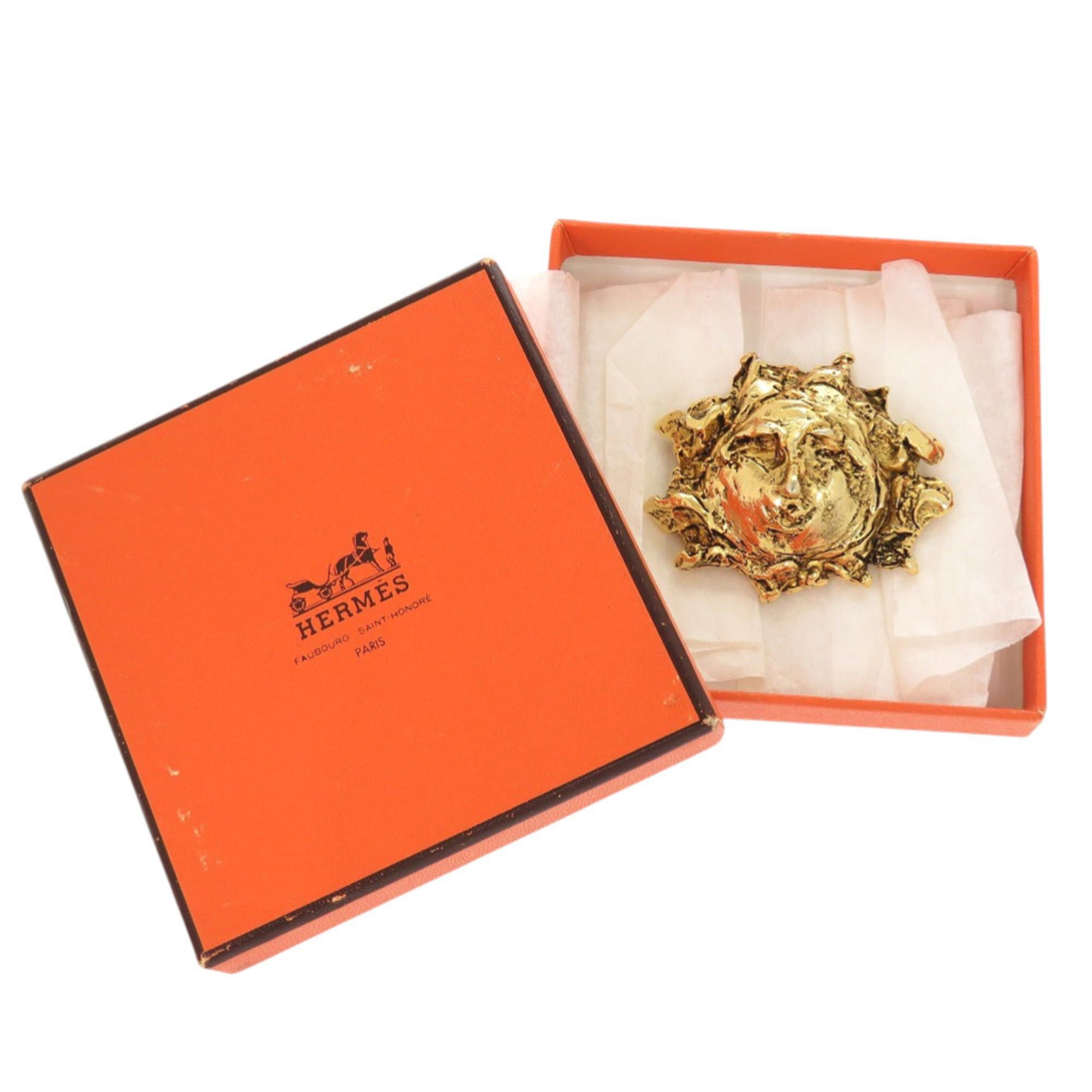 Hermes Excellent condition Hermes Sun Soleil vintage brooch, metal, gold, 1961HERMES Size ONE SIZE - 2 Thumbnail