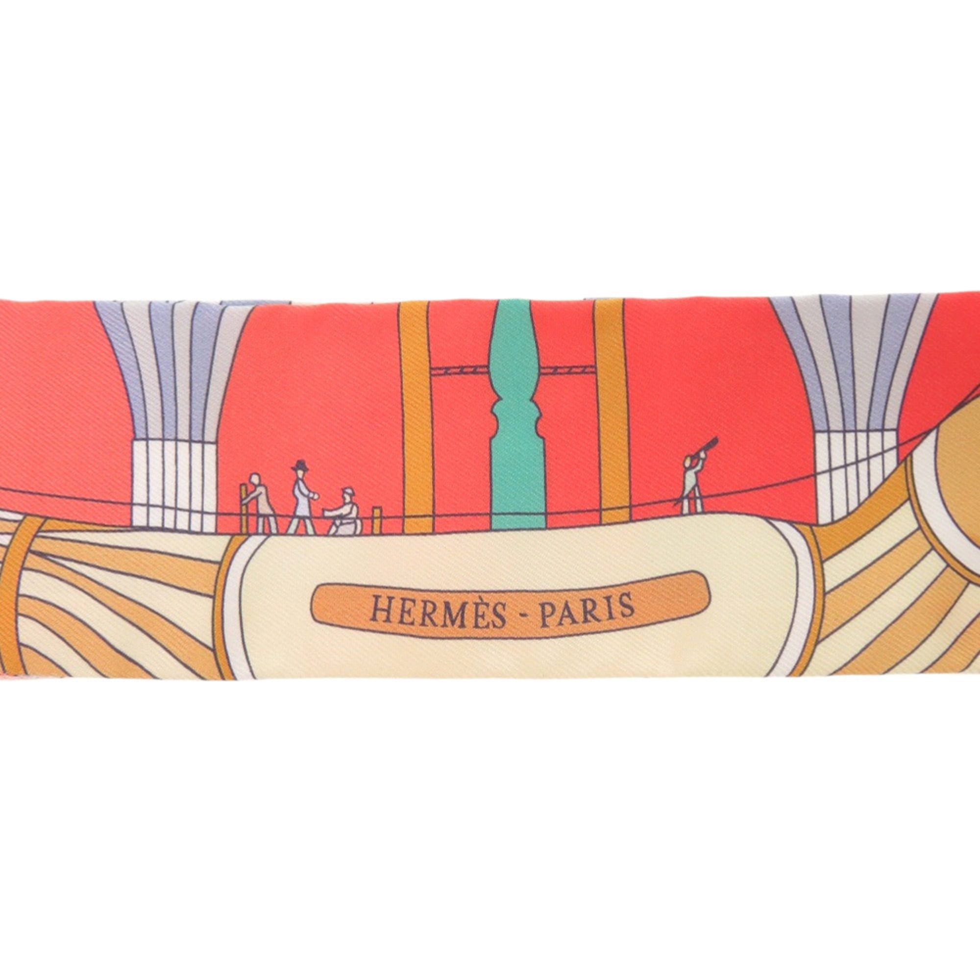 Other Like New Hermes Twilly Les Folies Du Ciel (Madness of the Sky) Silk Red Scarf 0392HERMES Size ONE SIZE - 4 Thumbnail