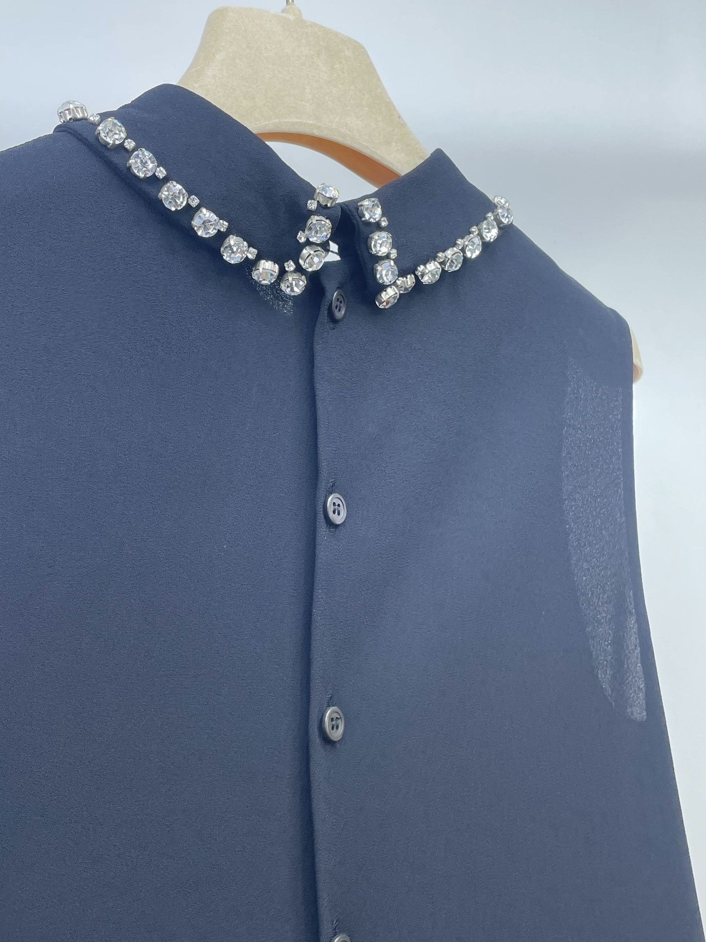 Miu Miu Miumiu Black Rhinestone Collar Top Size XS / US 0-2 / IT 36-38 - 5 Thumbnail