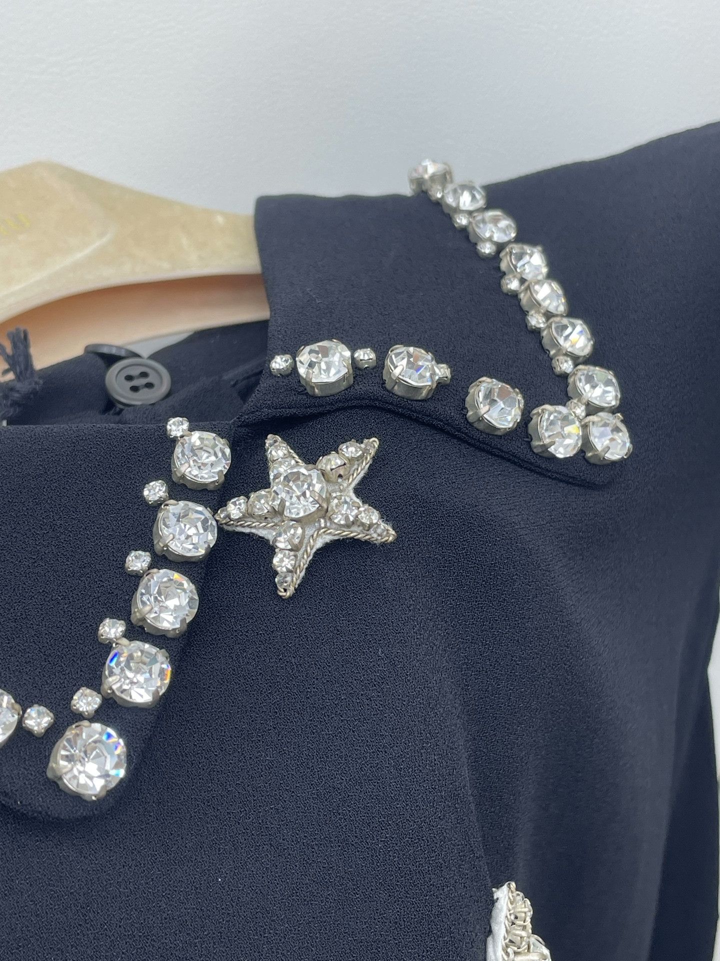 Miu Miu Miumiu Black Rhinestone Collar Top Size XS / US 0-2 / IT 36-38 - 6 Thumbnail