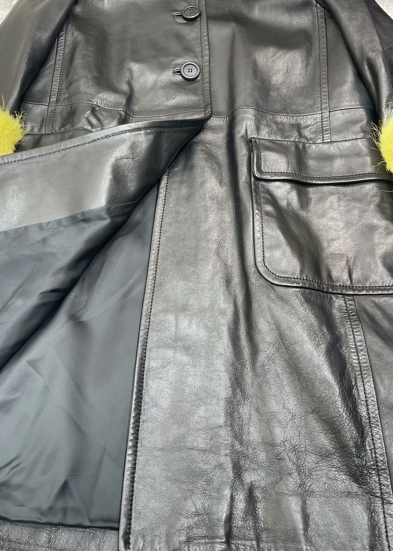 Miu Miu Miu Miu Fur Collar Long Leather Coat Size S / US 4 / IT 40 - 6 Thumbnail