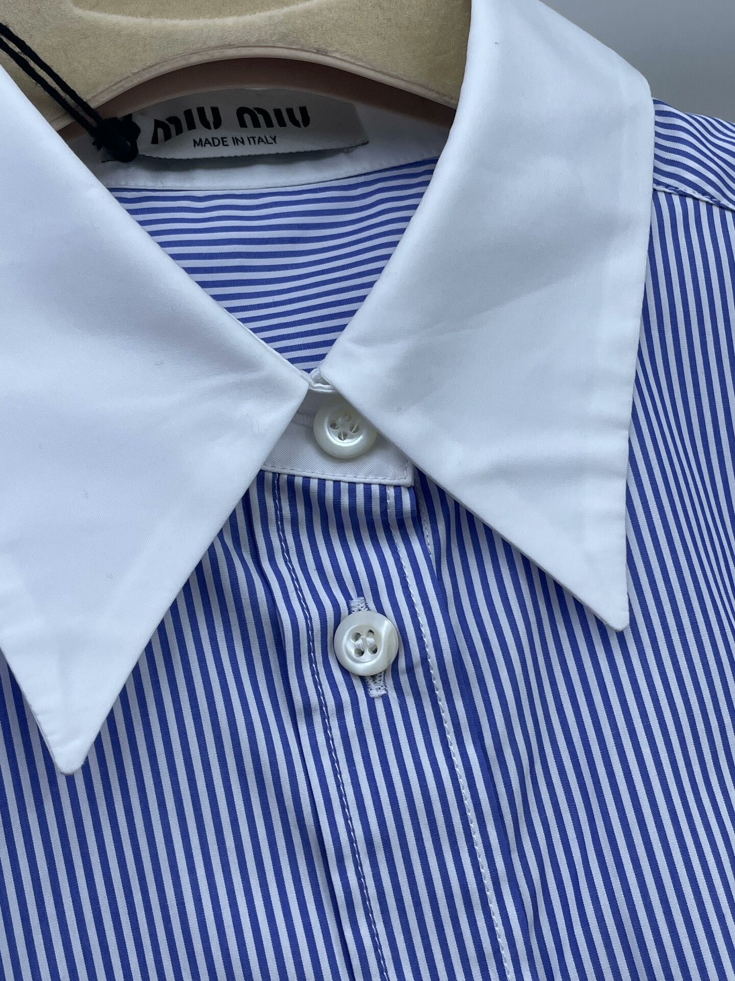 Miu Miu Miumiu 2024 Blue White Striped Shirt Size XS / US 0-2 / IT 36-38 - 4 Thumbnail
