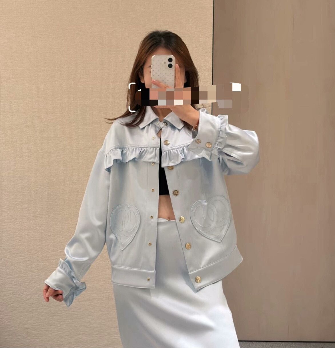 Chanel Chanel 25B Ice Blue Ruffle Silk Jacket Size XXS / US 00 / IT 34 - 9 Thumbnail