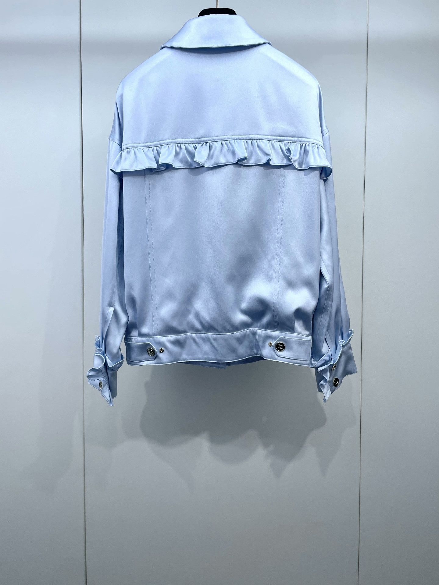 Chanel Chanel 25B Ice Blue Ruffle Silk Jacket Size XXS / US 00 / IT 34 - 2 Thumbnail