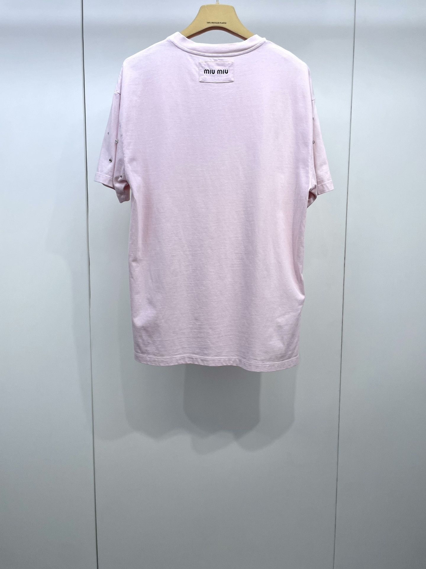 Miu Miu Miu Miu Pink Rhinestone Short-Sleeve T-Shirt Size XS / US 0-2 / IT 36-38 - 2 Thumbnail