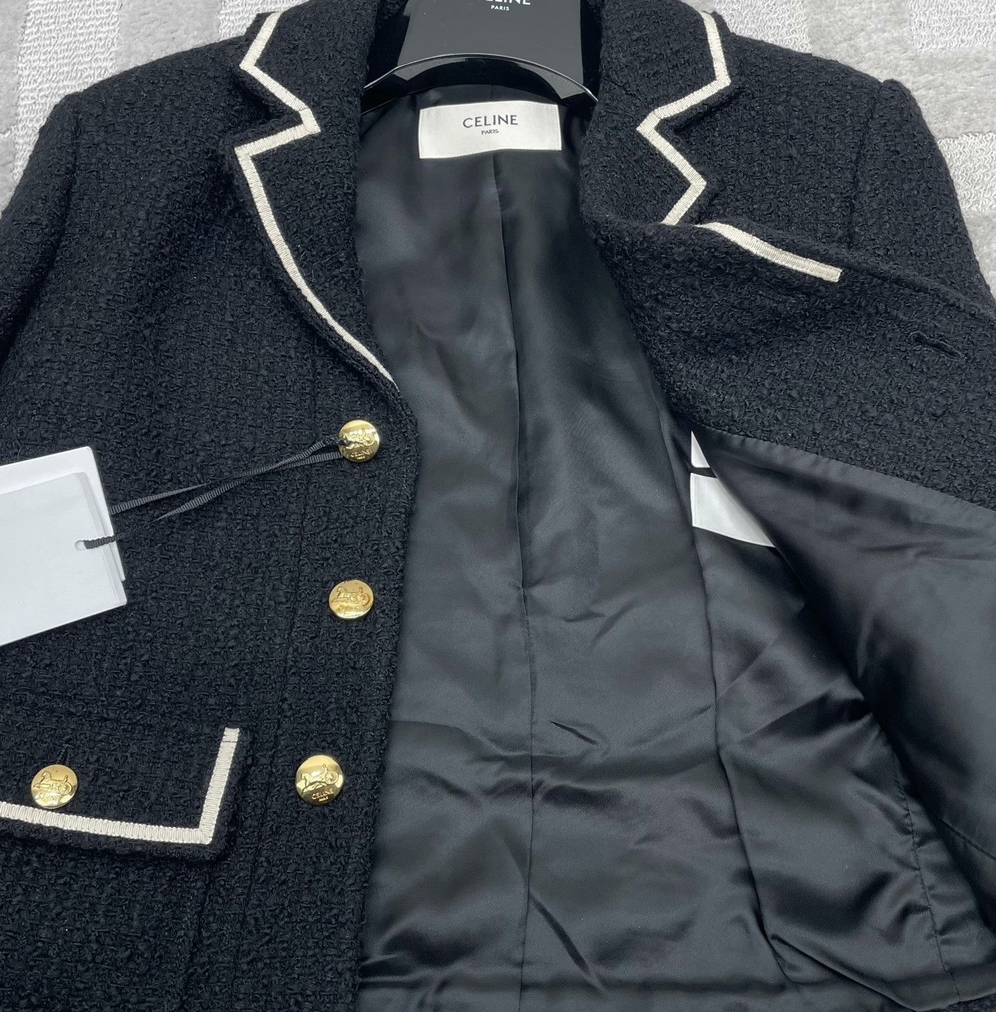 Celine Celine Black White Gold Button Jacket Size XXS / US 00 / IT 34 - 4 Thumbnail