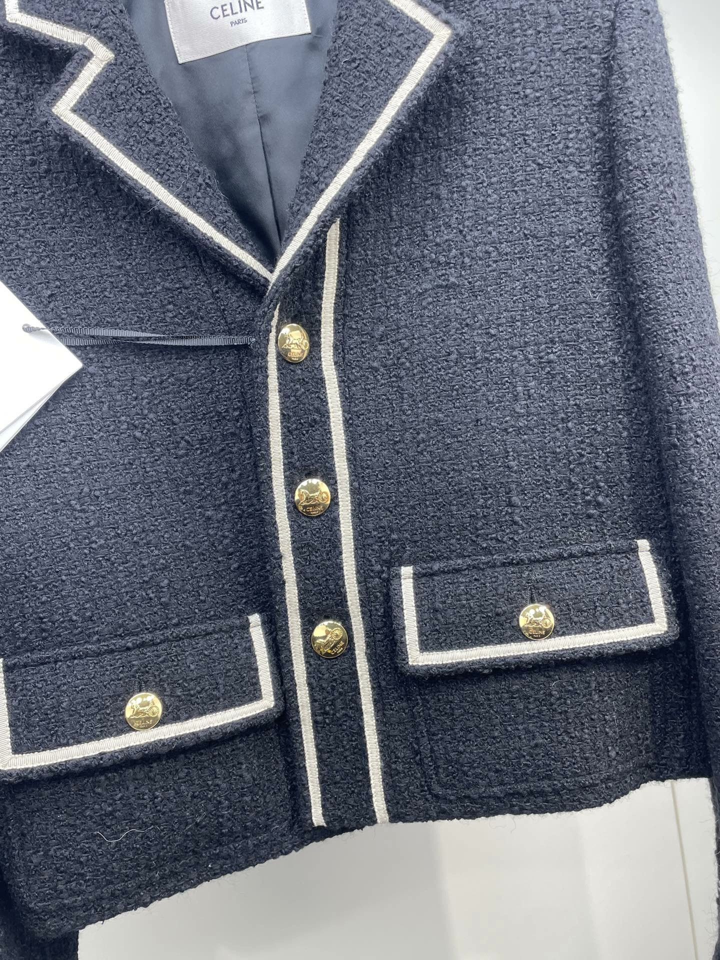 Celine Celine Black White Gold Button Jacket Size XXS / US 00 / IT 34 - 3 Thumbnail