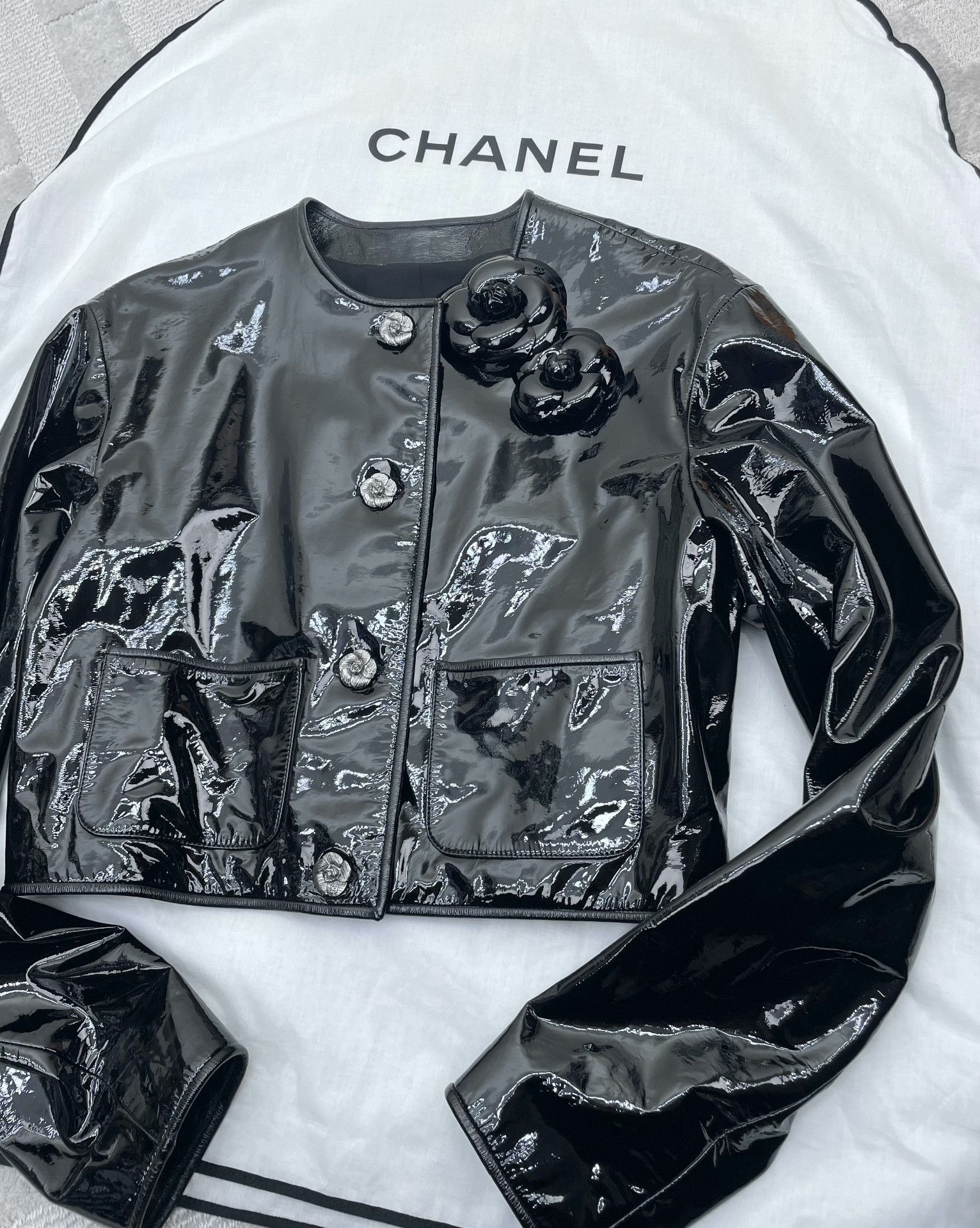 Chanel Chanel 23K Black Patent Leather Jacket Size S / US 4 / IT 40 - 3 Thumbnail