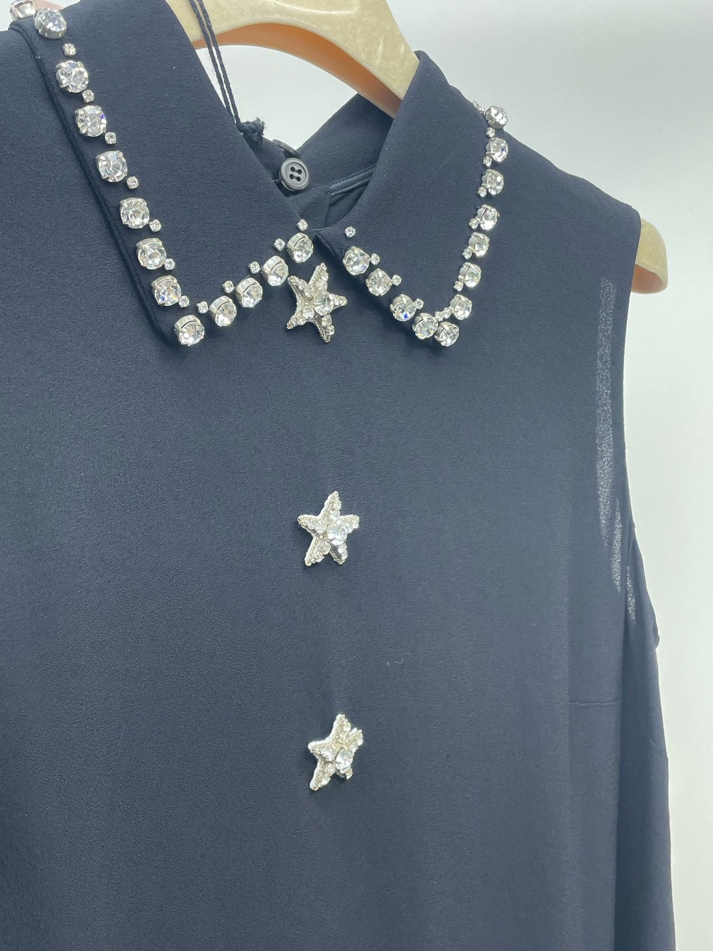Miu Miu Miu Miu Black Top with Rhinestone Collar Size XS / US 0-2 / IT 36-38 - 3 Thumbnail