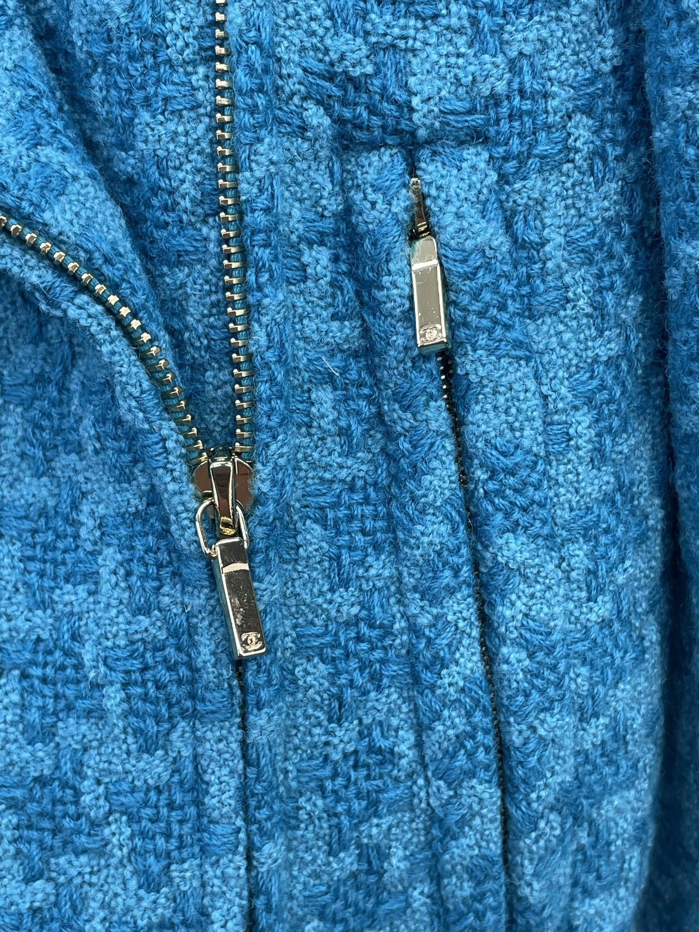 Chanel Chanel Blue Knit Snow Series Coat Size XXS / US 00 / IT 34 - 4 Thumbnail