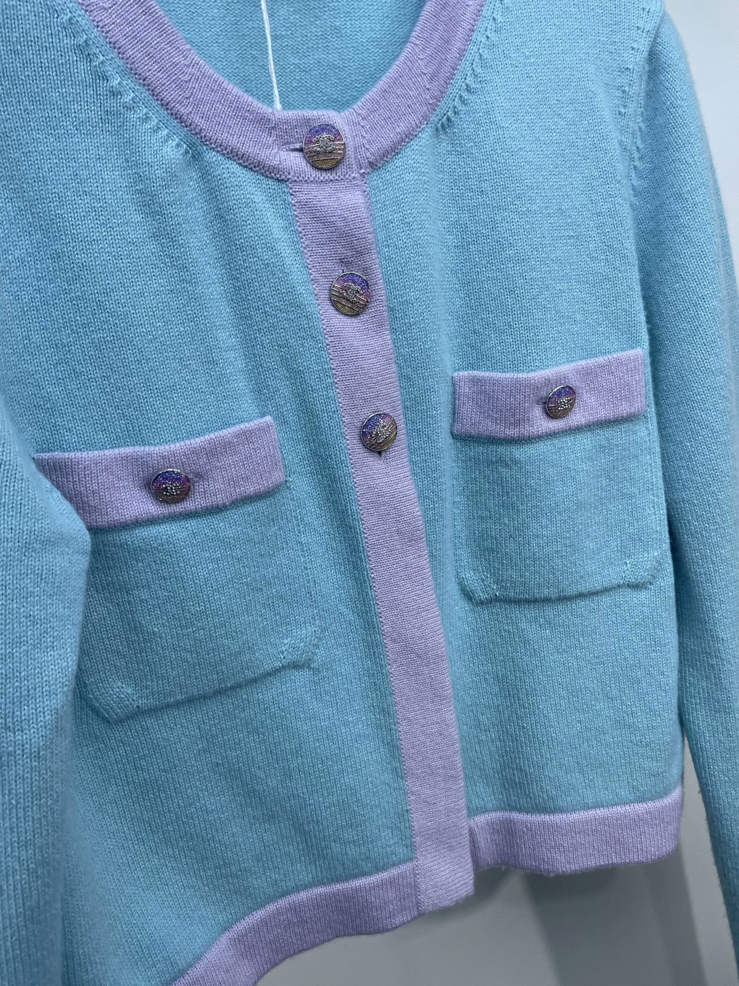 Chanel Chanel 24C Blue Purple Crystal Button Cardigan Size XS / US 0-2 / IT 36-38 - 3 Thumbnail